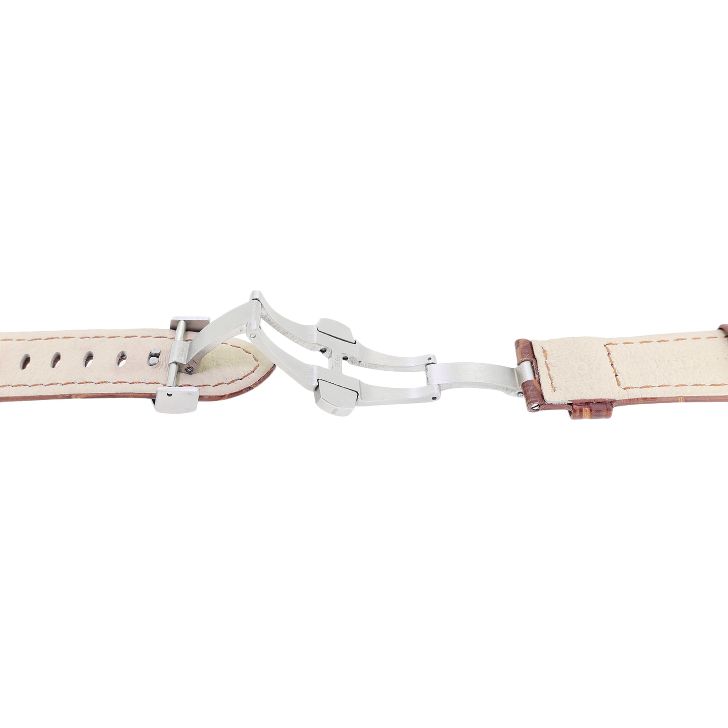 未使用、已保存的正品沛纳海皮革表带,带 D 型扣,22 毫米,棕色,男士表带。