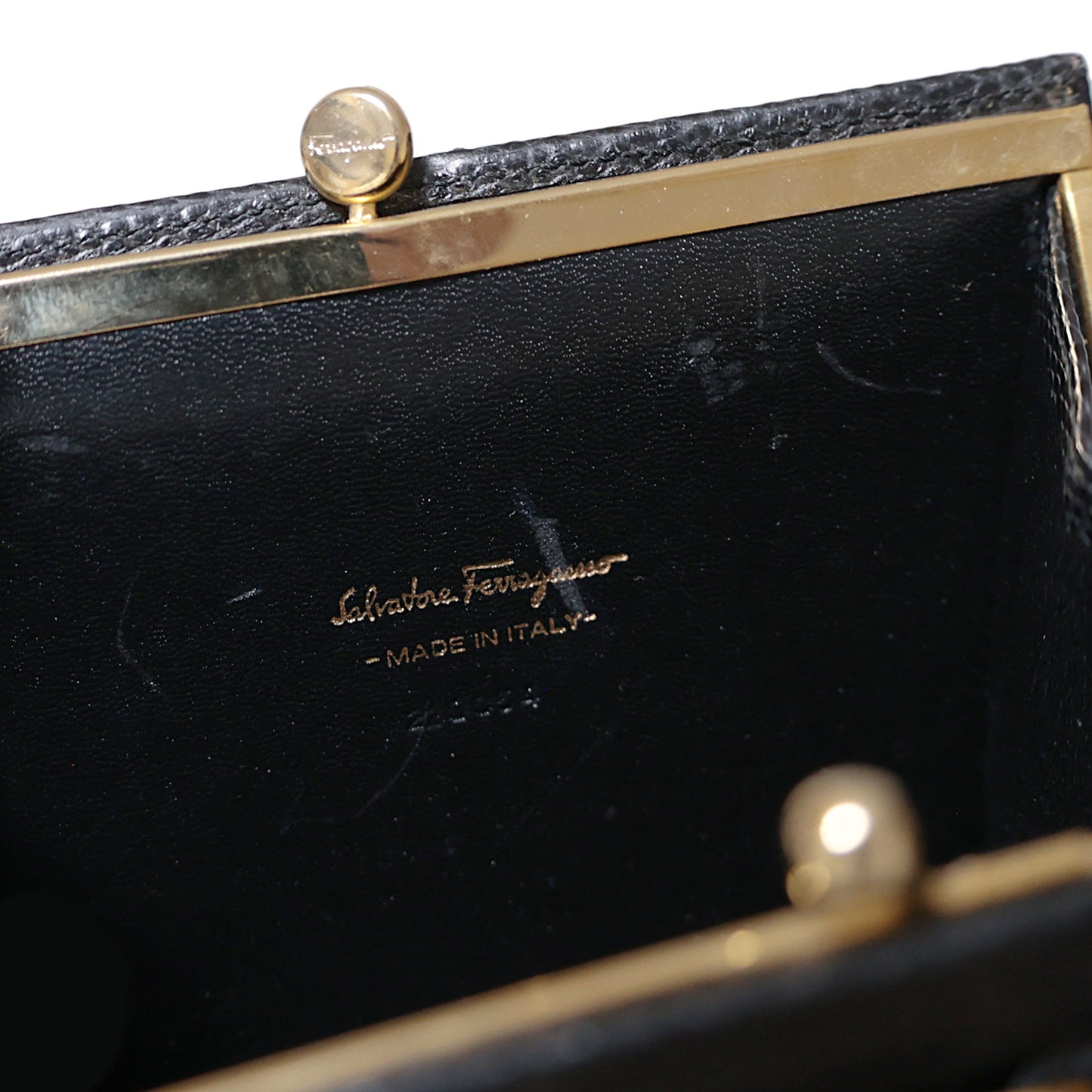 Salvatore Ferragamo サルヴァトーレ フェラガモ ヴァラ リボン がま口 チェーンショルダー ブラック レディース ショルダーバッグ