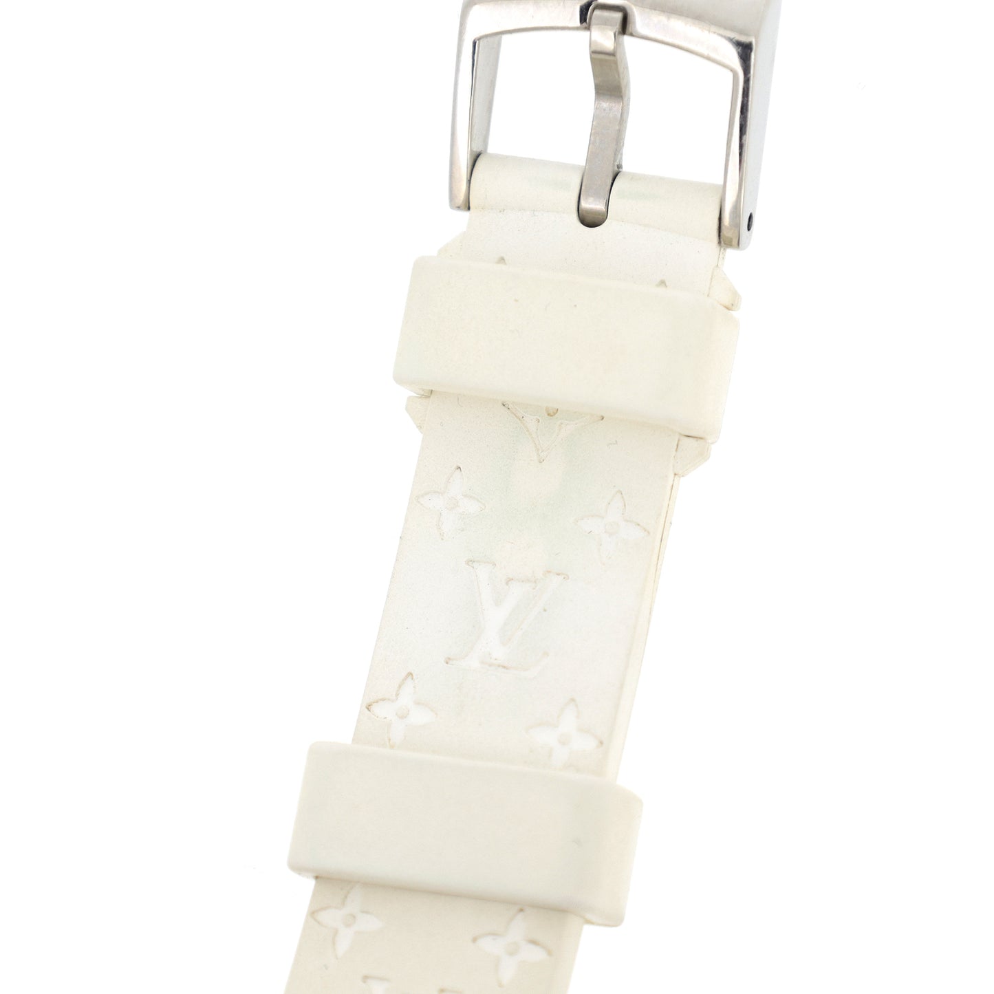 LOUIS VUITTON ルイ・ヴィトン 純正 ラバーベルト タンブール SSサイズ 尾錠付き ホワイト レディース 時計ベルト
LV