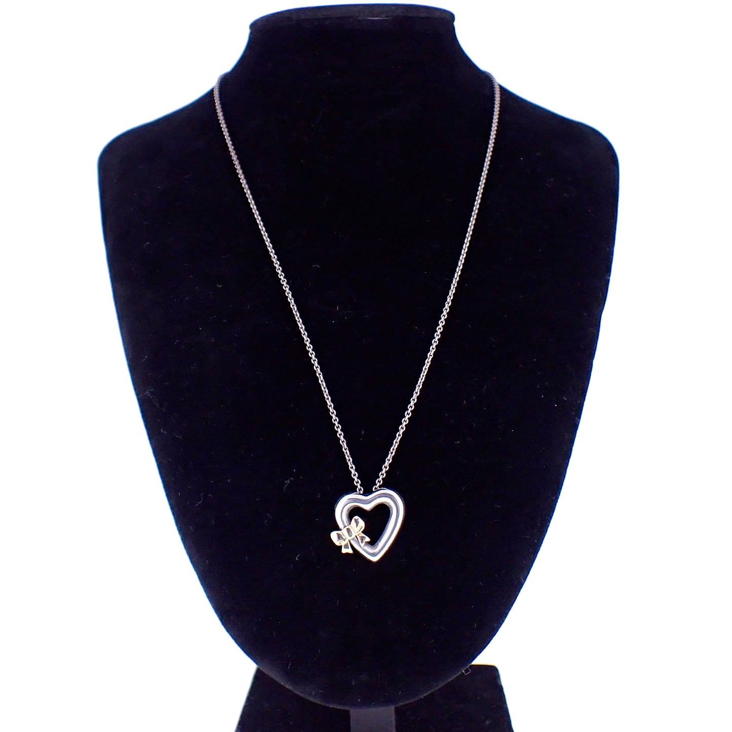 TIFFANY&Co. ティファニー オープンハート リボン Sv925 K18YG シルバー レディース ネックレス