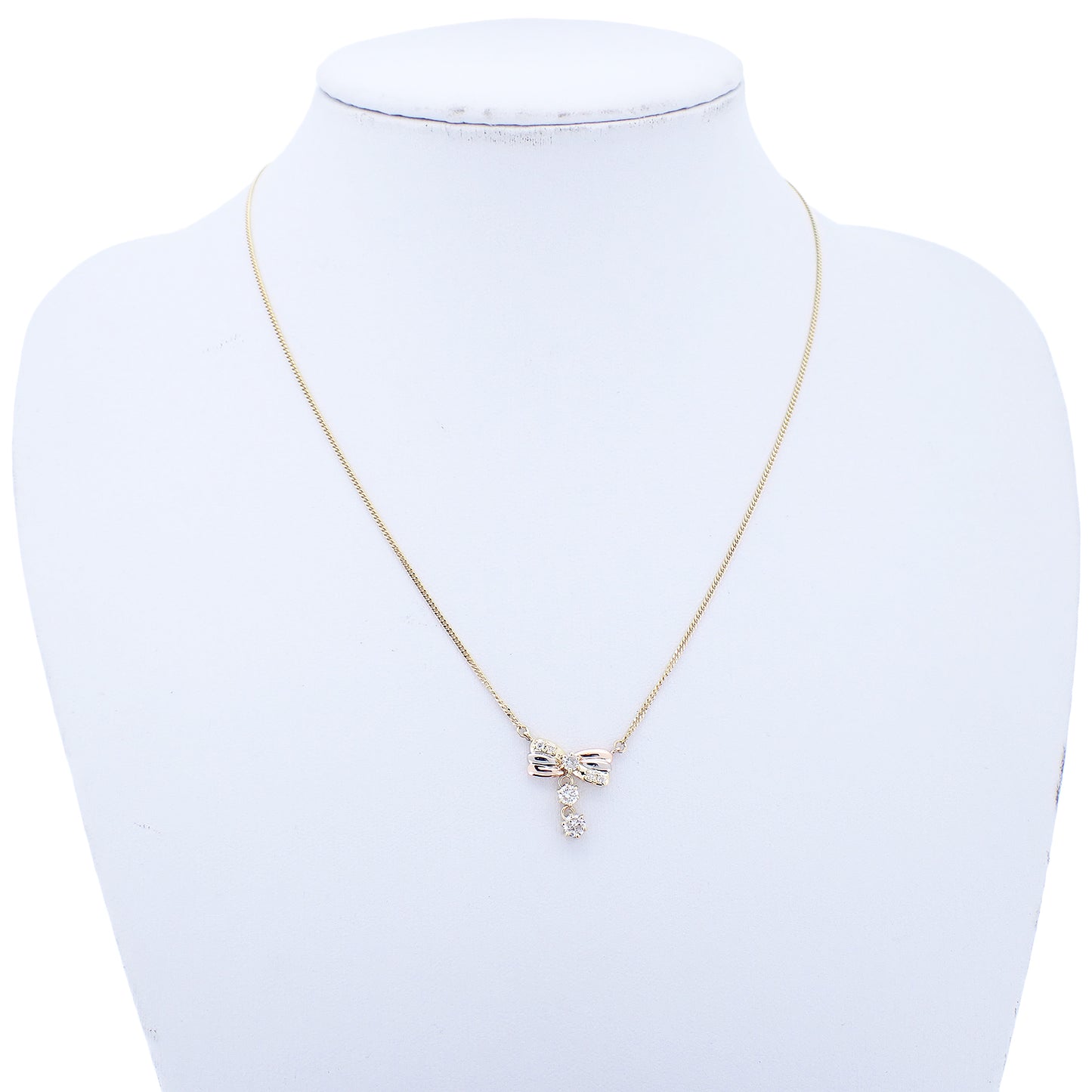 K18 リボンモチーフ ダイヤ 0.4ct 4.1g スリーカラーゴールド ゴールド レディース ネックレス