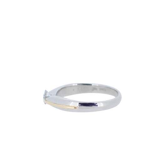 Pt900 K18YG 1粒ダイヤ 0.312ct 5.8g 15号 シルバー レディース リング 指輪