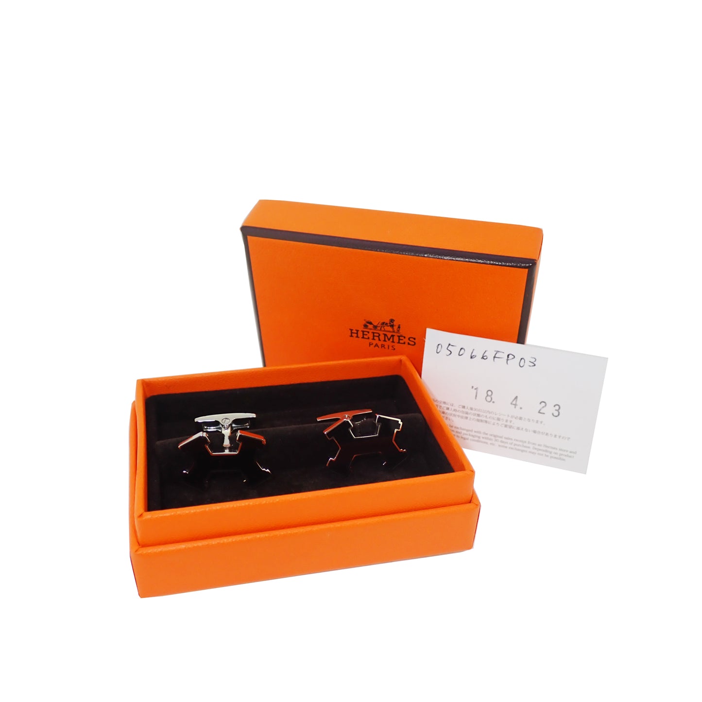 HERMES エルメス ストリートH ブラック シルバー カフリンクス ブラック メンズ カフス