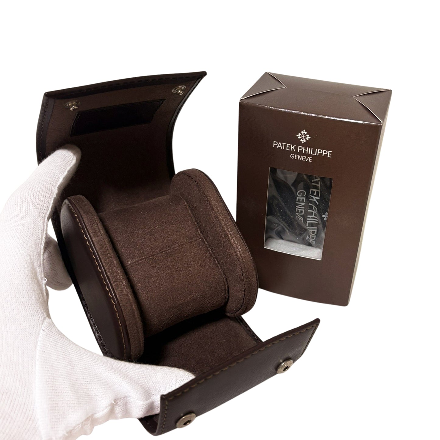 未使用 保管品 PATEK PHILIPPE パテックフィリップ 純正 トラベルケース ウォッチ 収納ケース BOX 箱ケース 2点セット 付属品 ブラウン メンズ 時計パーツ