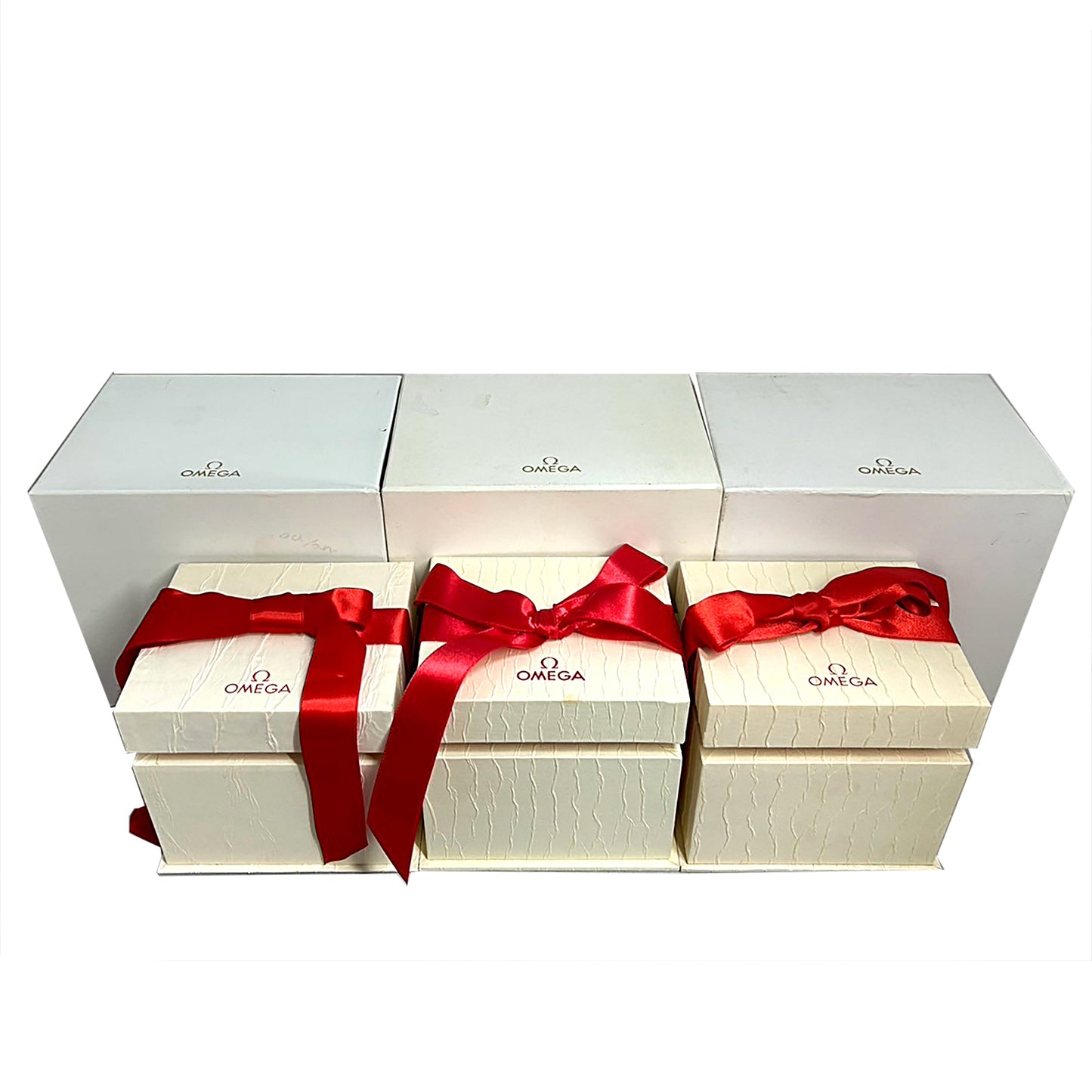 OMEGA Omega Watch Box Set (3 pieces): Women's White Watch, Men's Watch Parts