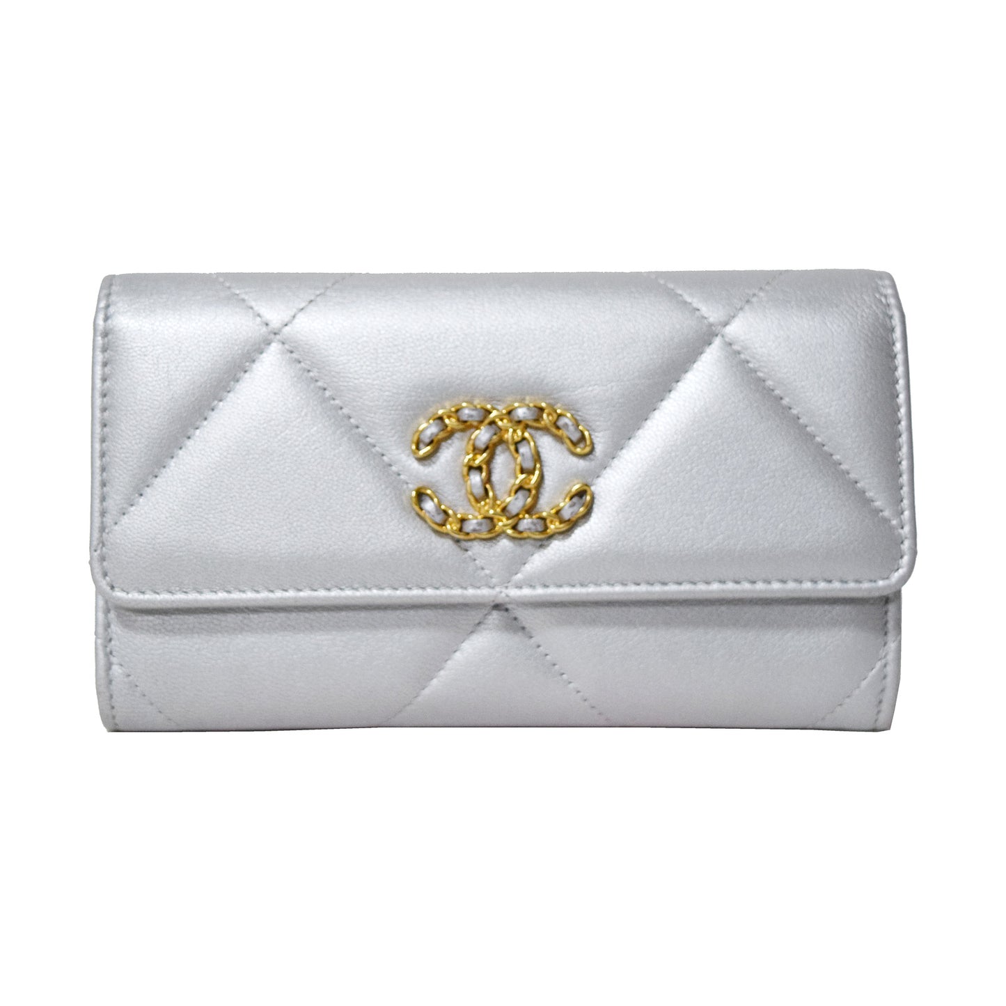 SALE CHANEL シャネル ロングフラップ ウォレット シルバー レディース 長財布