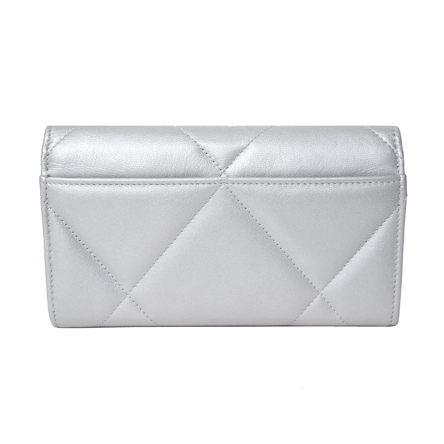 SALE CHANEL シャネル ロングフラップ ウォレット シルバー レディース 長財布