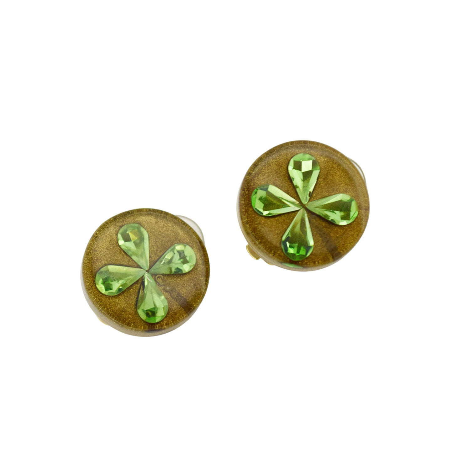 SALE CHANEL シャネル クローバー ラインストーン 01C ゴールド レディース イヤリング