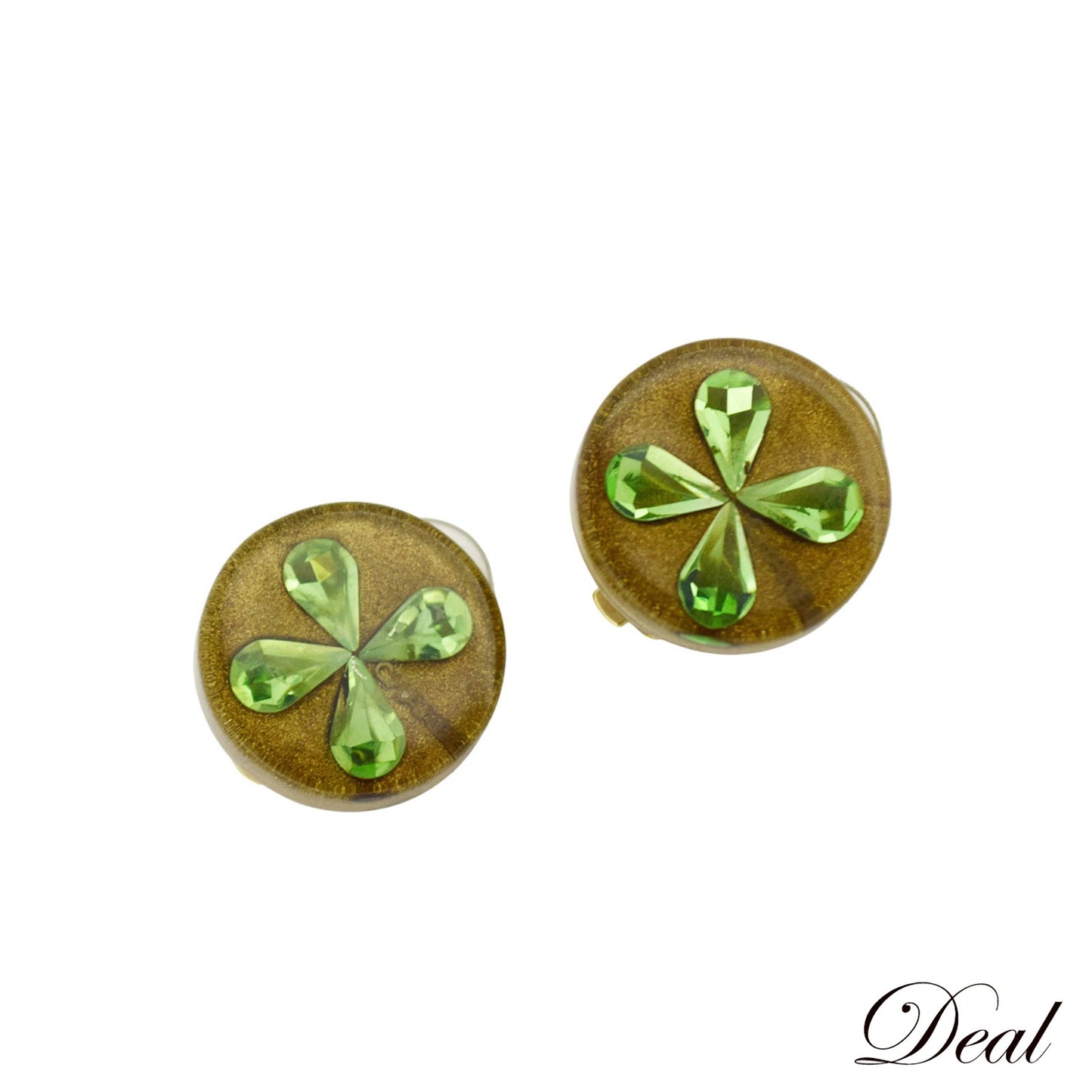 SALE CHANEL シャネル クローバー ラインストーン 01C ゴールド レディース イヤリング