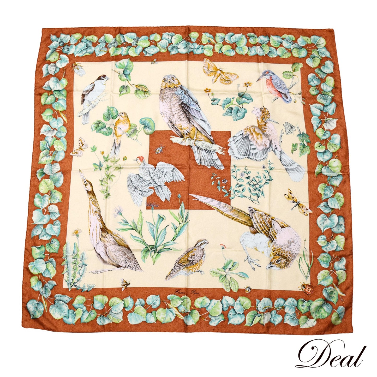 SALE HERMES エルメス カレ90 アウトドアライフ フクロウ La vie au grand air ブラウン レディース スカーフ