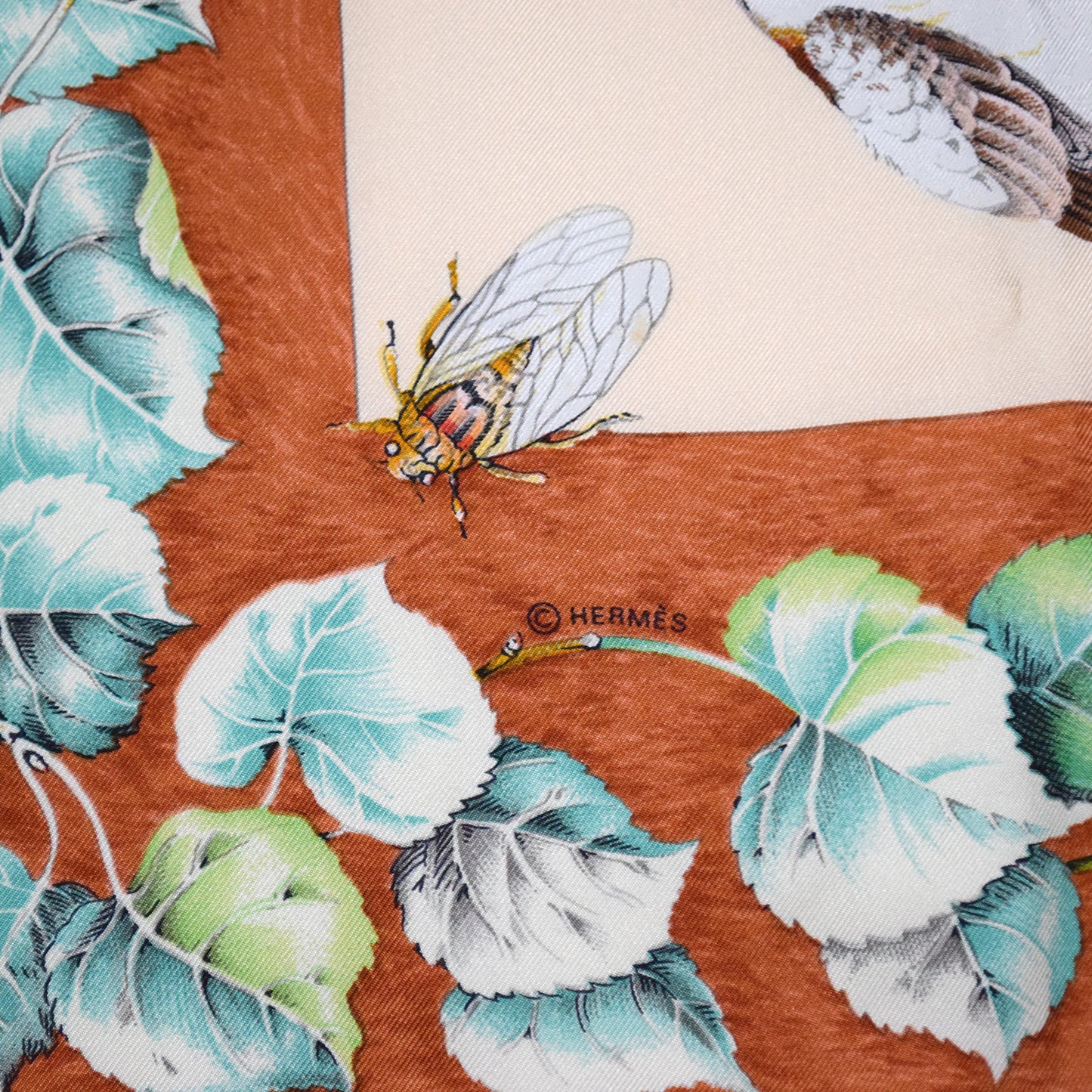 SALE HERMES エルメス カレ90 アウトドアライフ フクロウ La vie au grand air ブラウン レディース スカーフ
