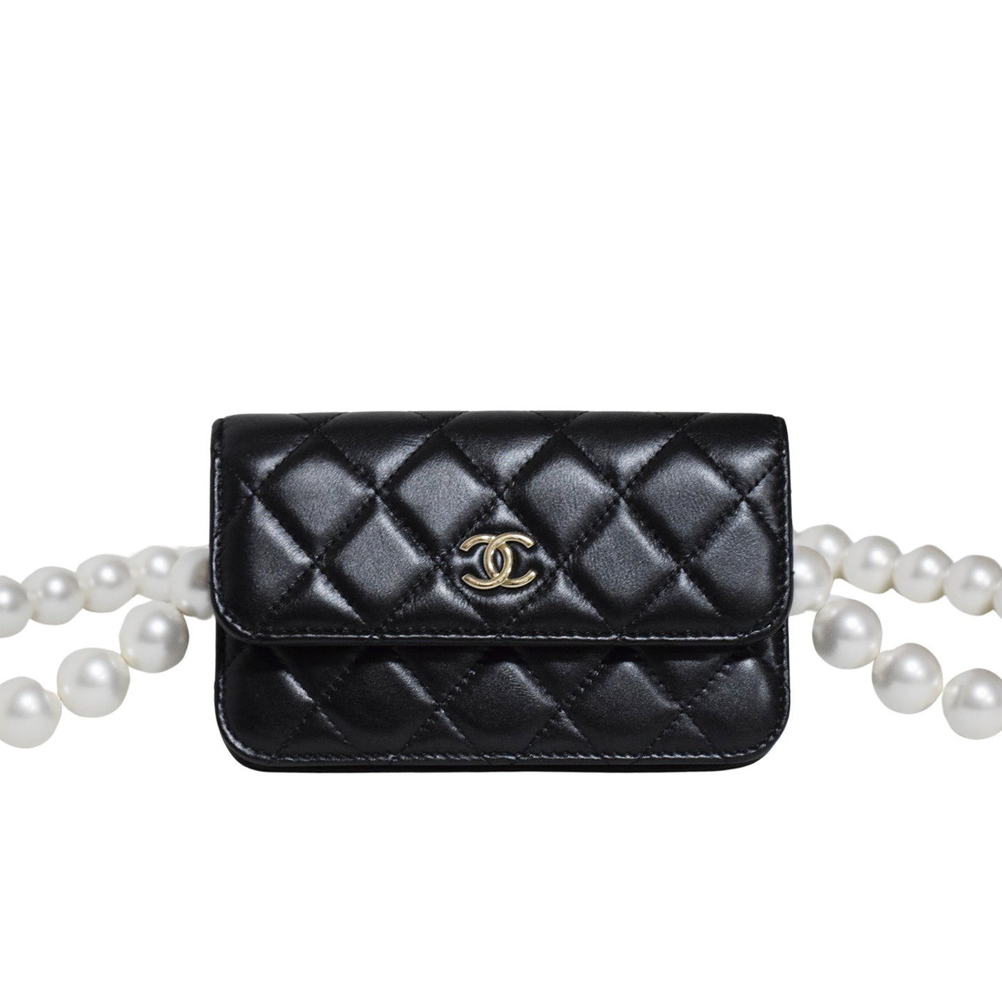 SALE 美品 CHANEL シャネル ミニマトラッセ パールチェーン AP1839 チェーンウォレット ブラック レディース ショルダーバッグ