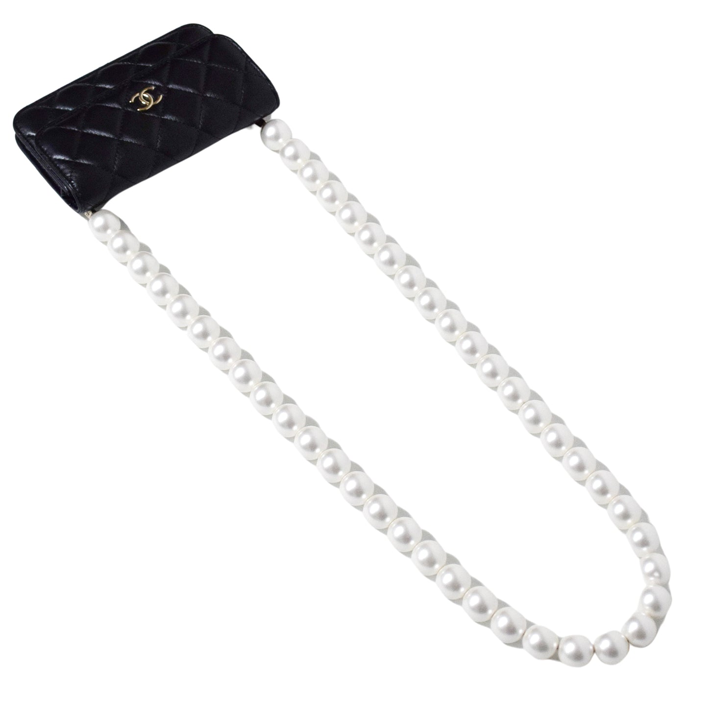 SALE 美品 CHANEL シャネル ミニマトラッセ パールチェーン AP1839 チェーンウォレット ブラック レディース ショルダーバッグ