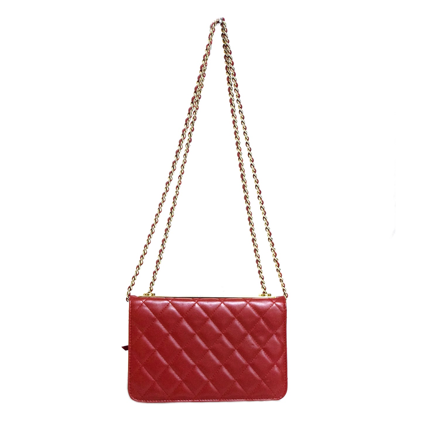 SALE CHANEL シャネル マトラッセ ロゴプレート 赤 レッド レディース チェーンウォレット