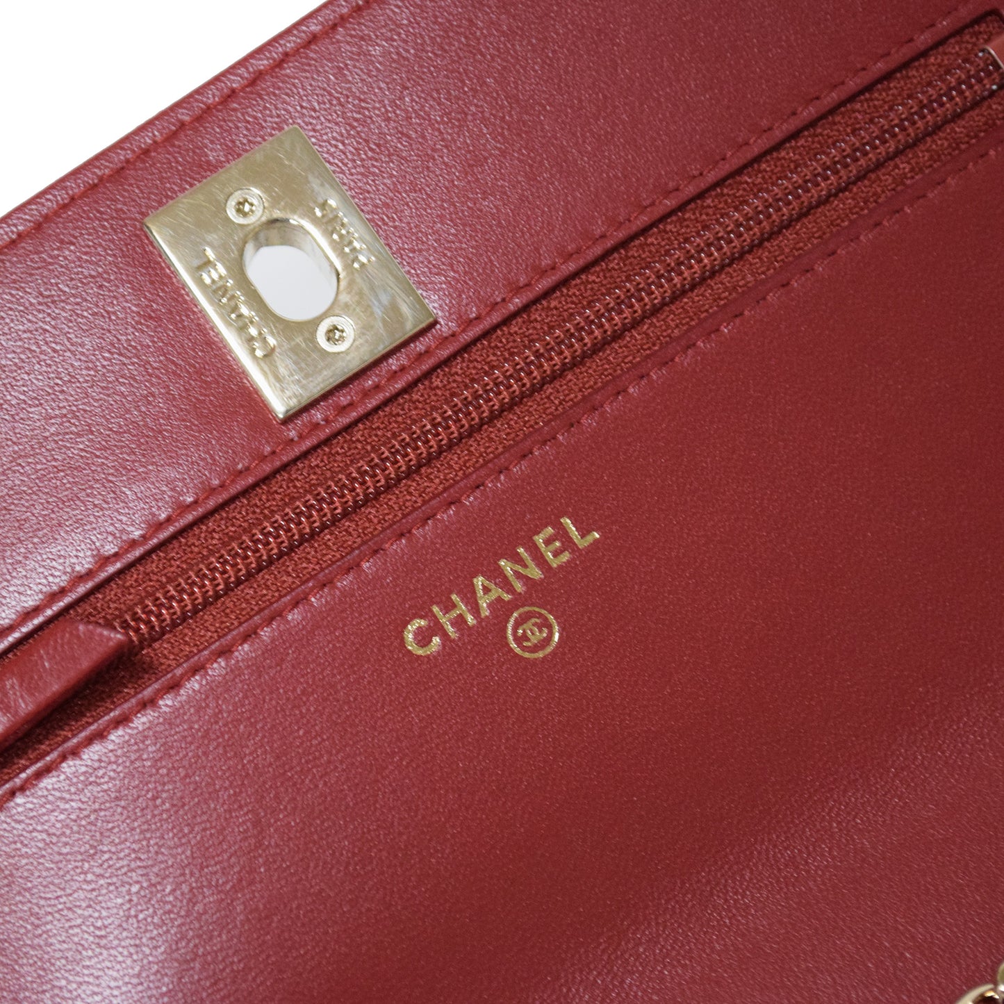 SALE CHANEL シャネル マトラッセ ロゴプレート 赤 レッド レディース チェーンウォレット