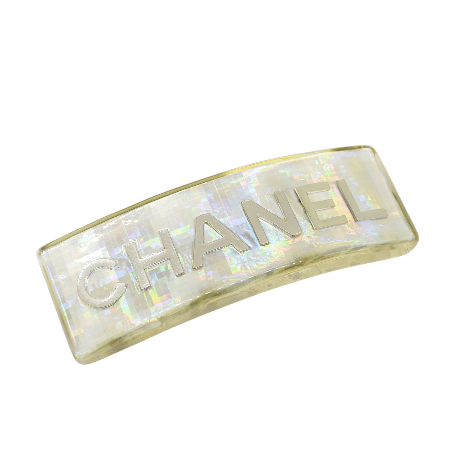 SALE CHANEL シャネル ロゴ バレッタ メタリックシルバー 97P クリア レディース バレッタ