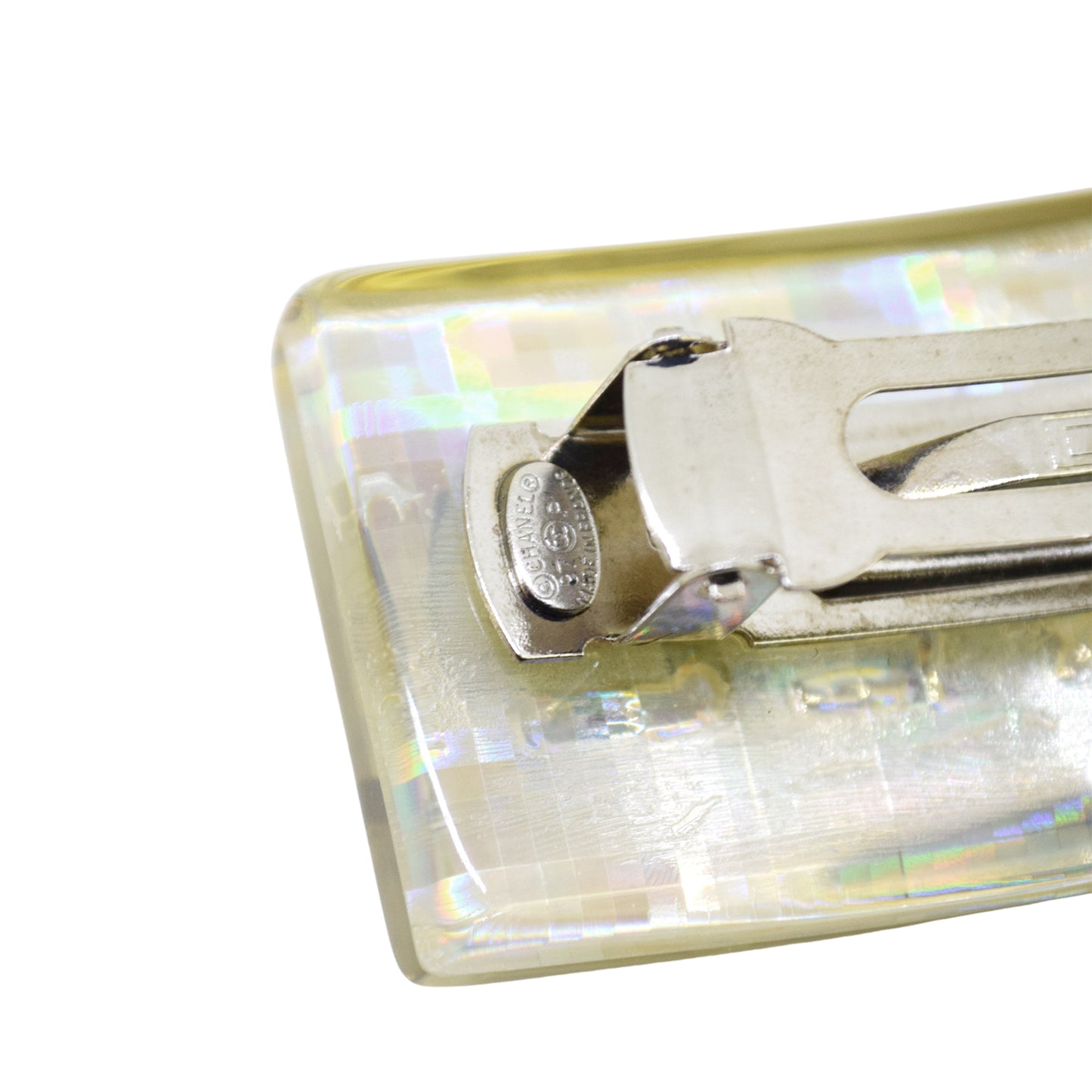 SALE CHANEL シャネル ロゴ バレッタ メタリックシルバー 97P クリア レディース バレッタ