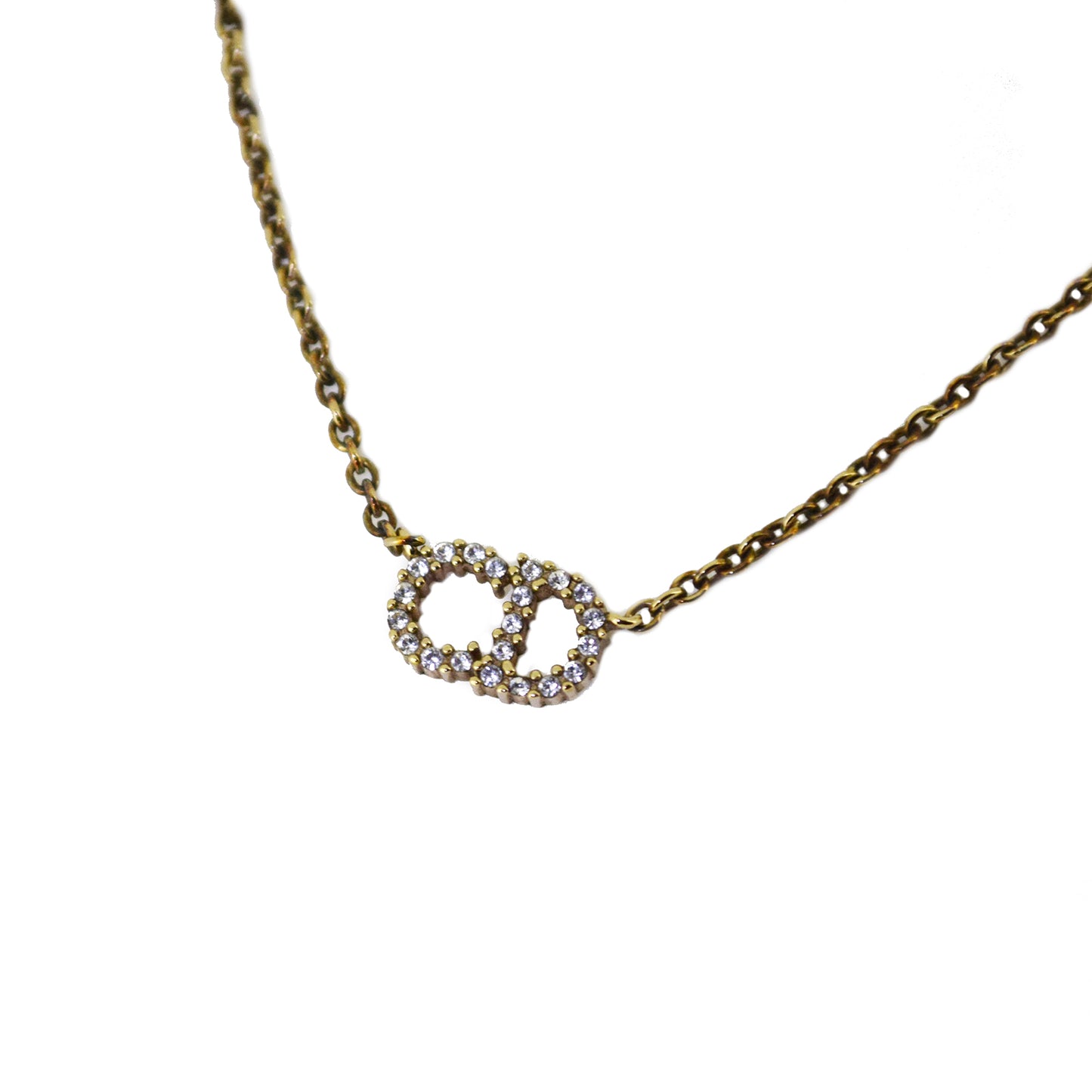 DIOR ディオール  CDロゴ ラインストーン  ゴールド  レディース ネックレス