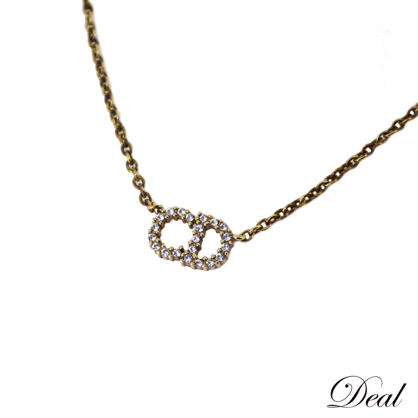 DIOR ディオール  CDロゴ ラインストーン  ゴールド  レディース ネックレス