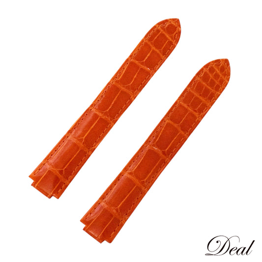 Unused, stored Cartier genuine crocodile leather strap, orange, women's watch strap