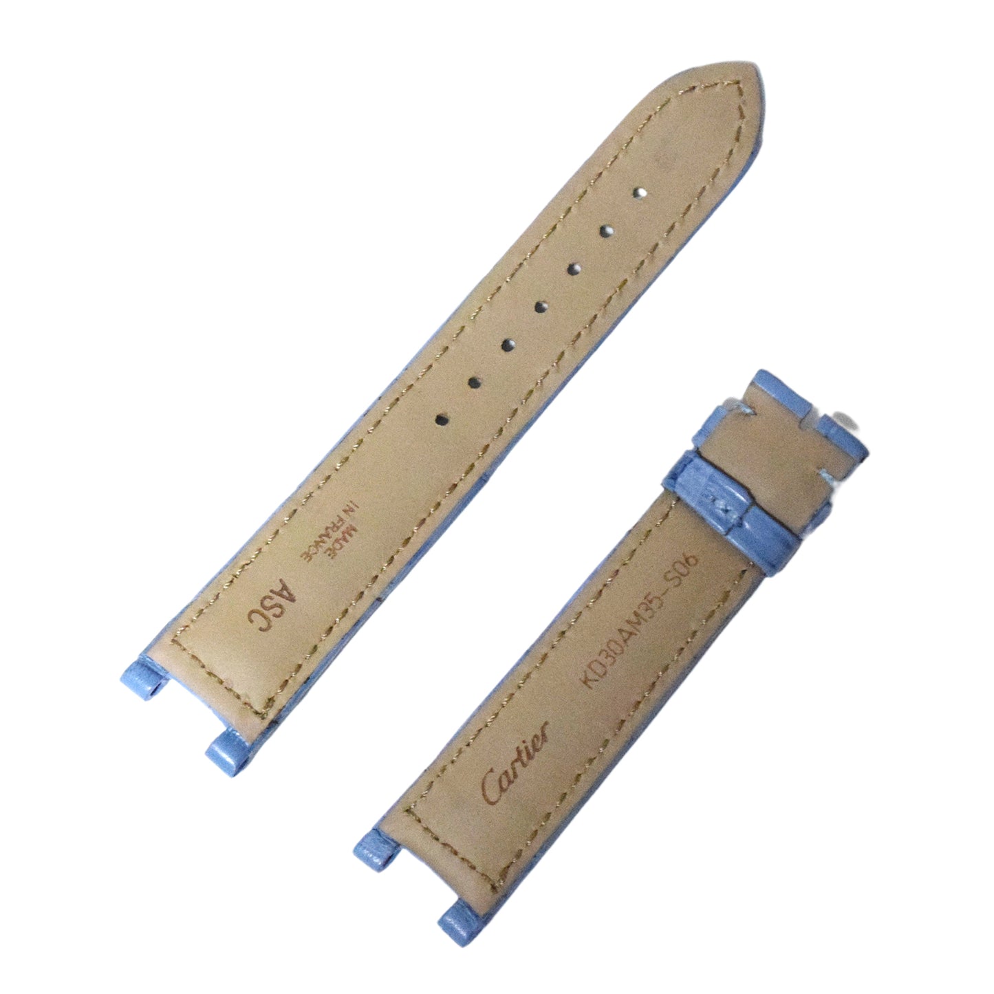 未使用 保管品 Cartier カルティエ 純正 クロコ レザーベルト パシャ ブルー レディース 時計ベルト