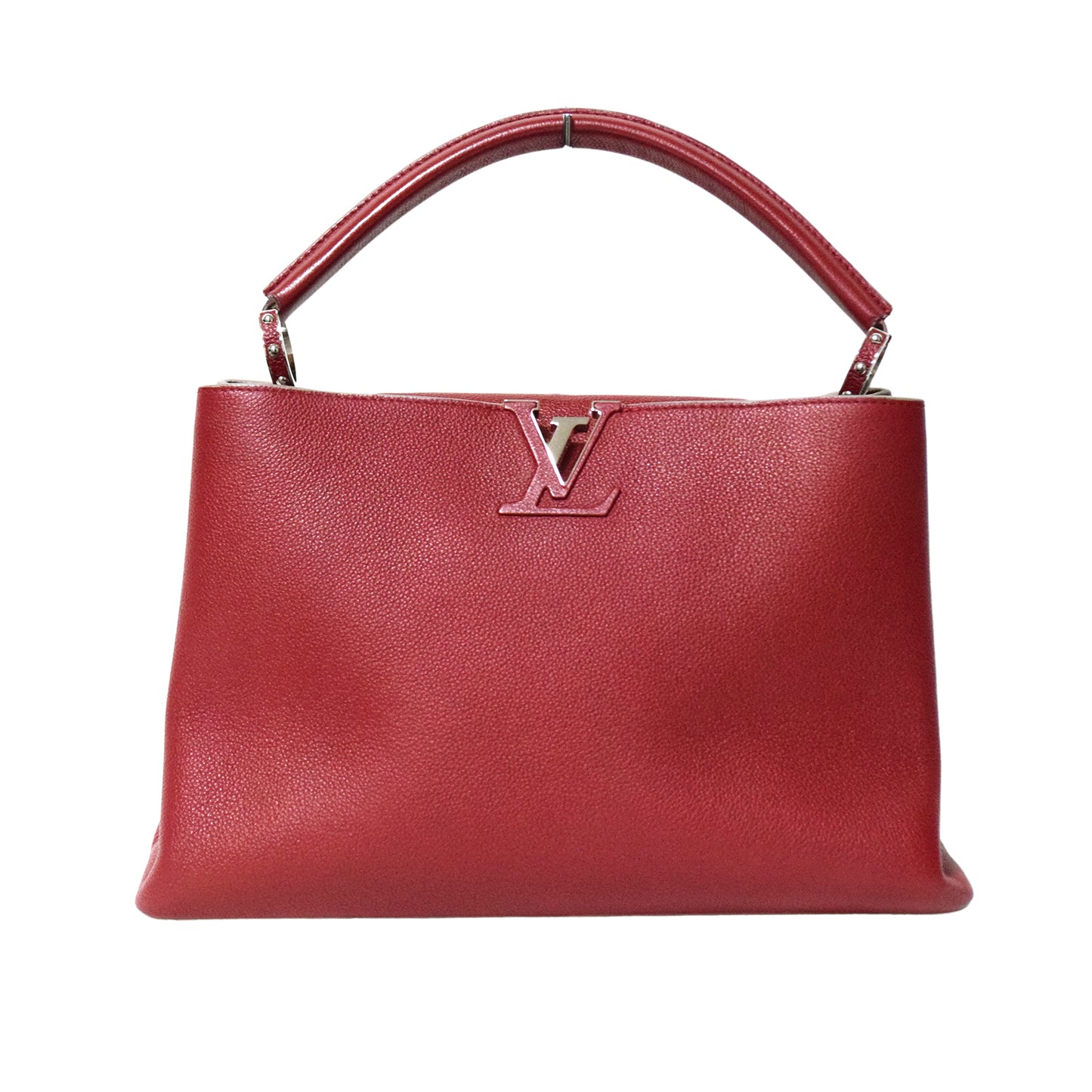 LOUIS VUITTON Capucines MM Coquelicot M94631 Taurillon Leather Red Women's Handbag
 LV