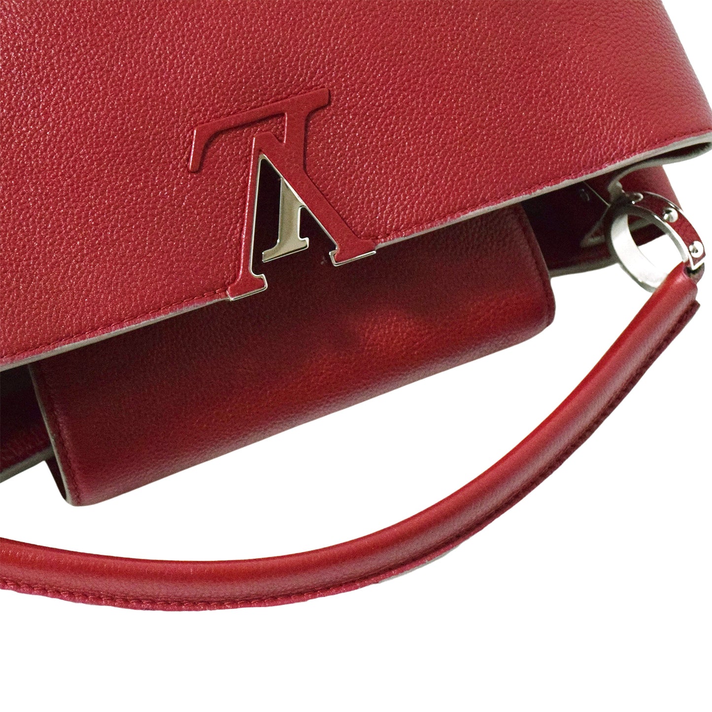 LOUIS VUITTON Capucines MM Coquelicot M94631 Taurillon Leather Red Women's Handbag
 LV