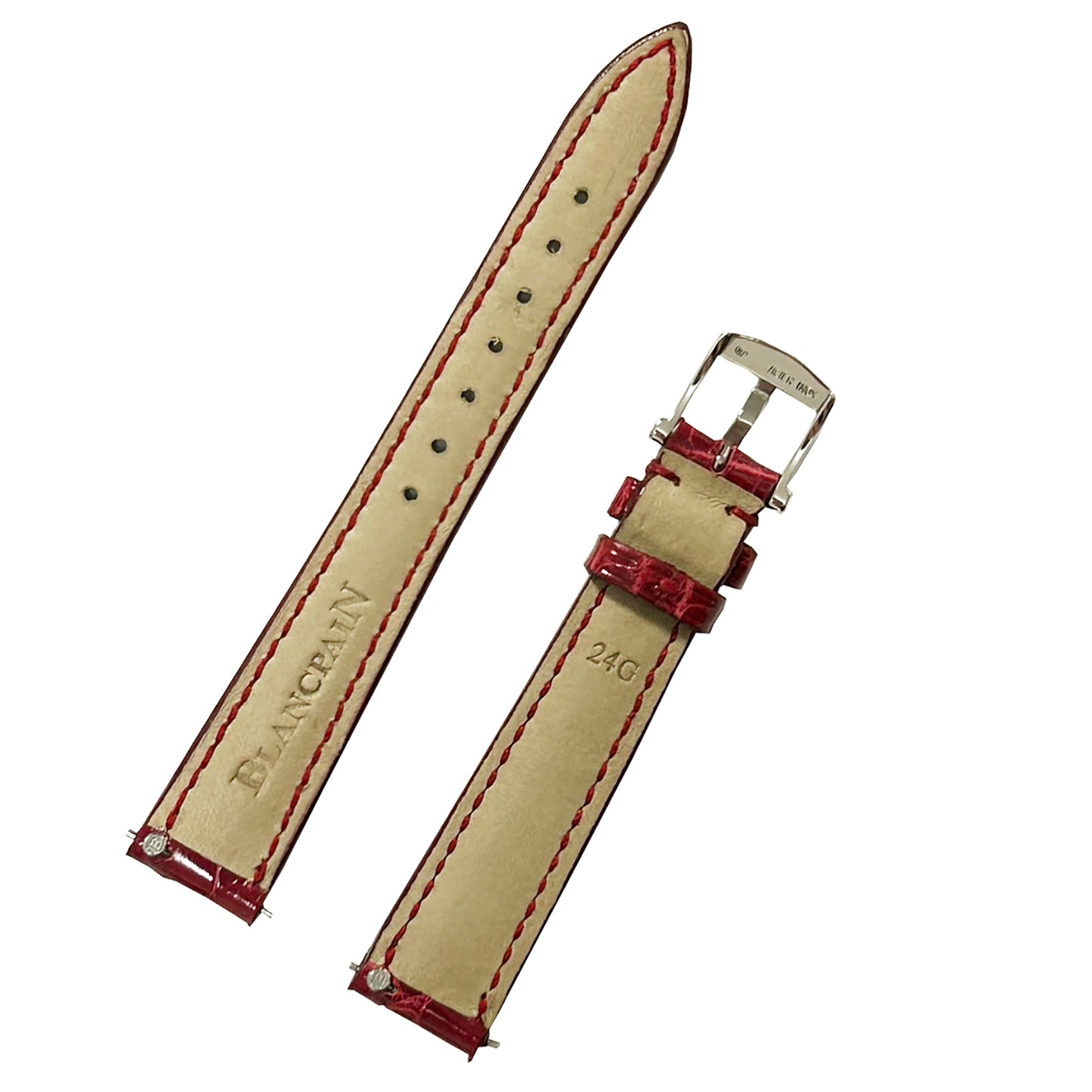 Blancpain Genuine Leather Strap with One-Touch Buckle, Red, Women's Watch Strap