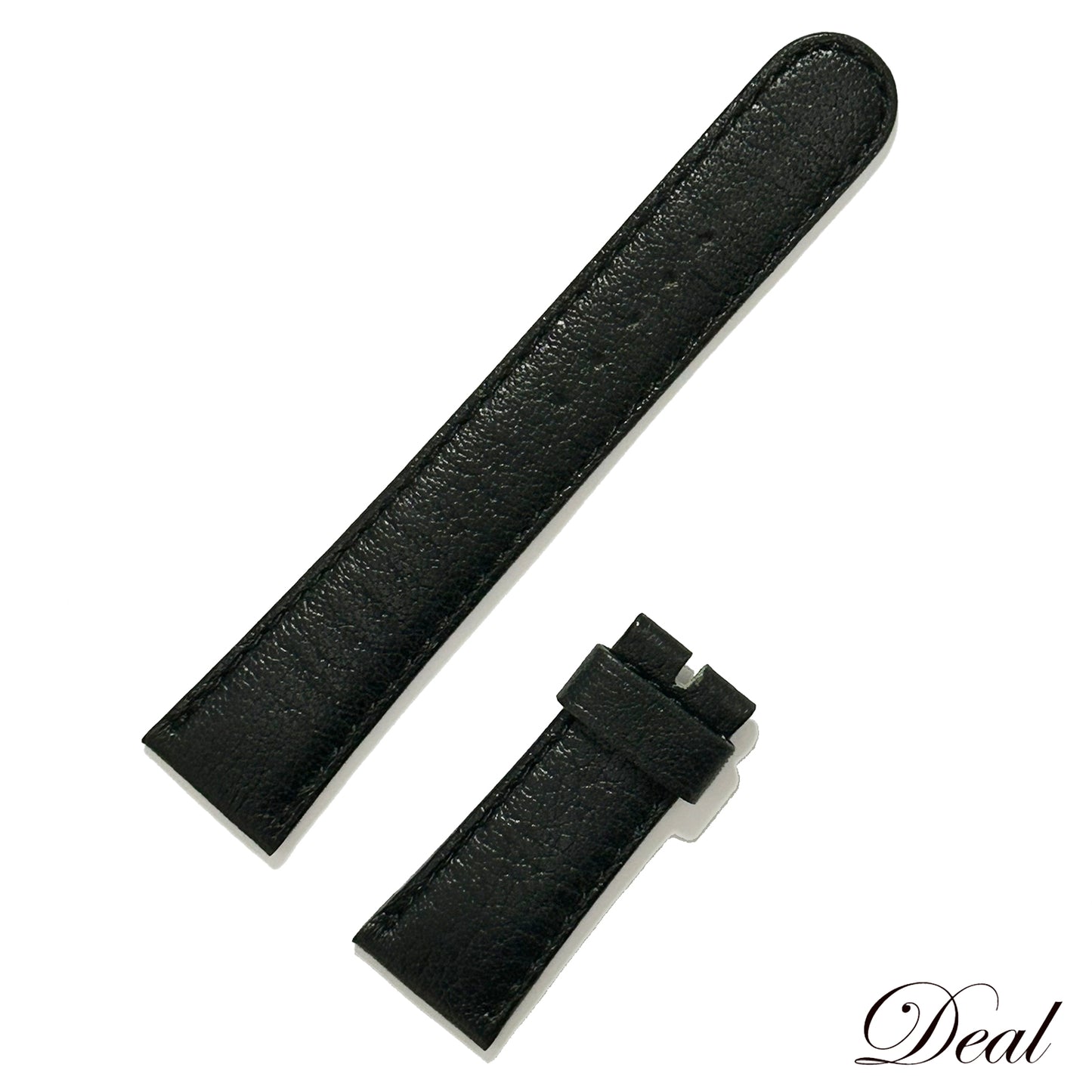 Genuine ROLEX Leather Strap A7162 Black Men's Watch Strap
