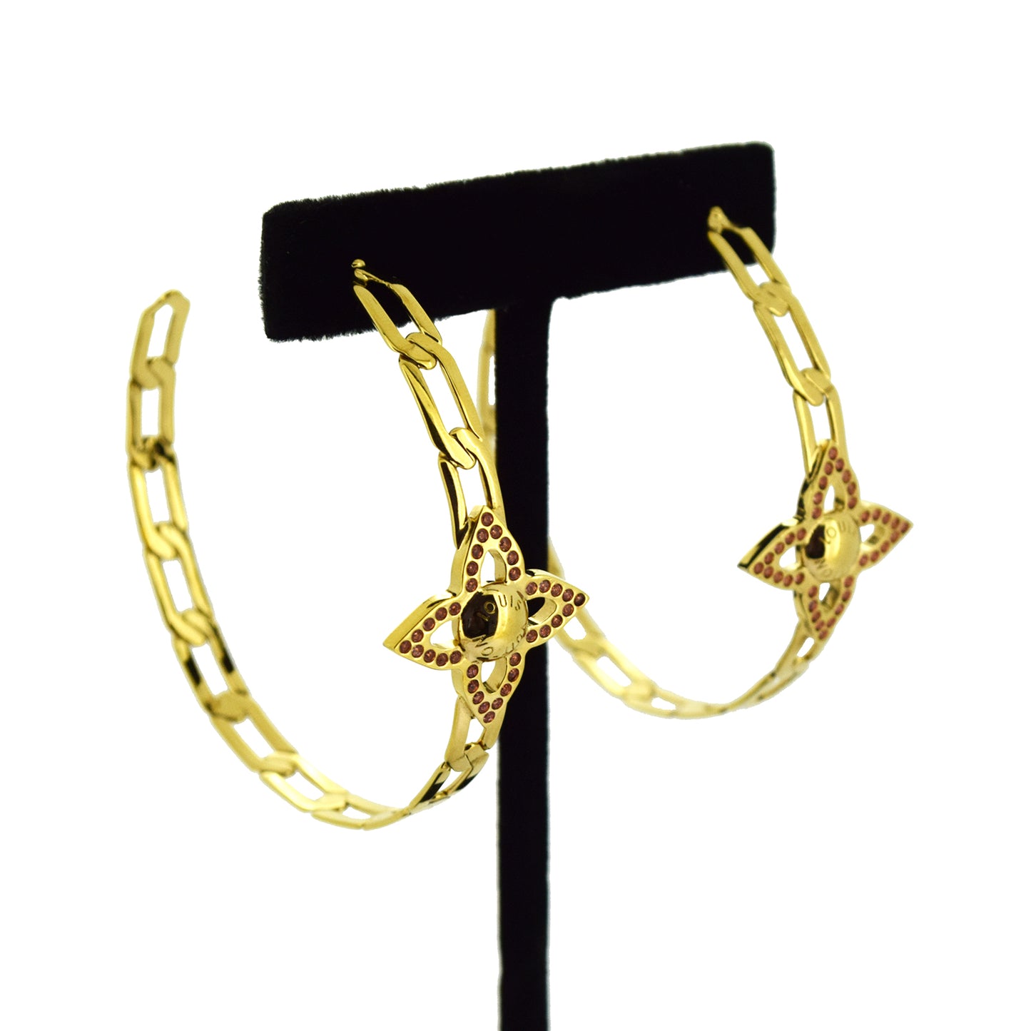 LOUIS VUITTON ルイ・ヴィトン  クレオール フラワーパワー ラインストーン  フープピアス  ゴールド  レディース ピアス
LV