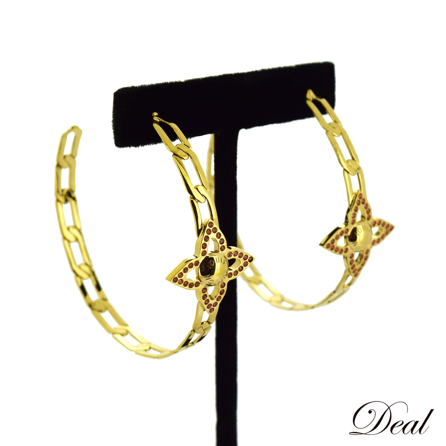 LOUIS VUITTON ルイ・ヴィトン  クレオール フラワーパワー ラインストーン  フープピアス  ゴールド  レディース ピアス
LV