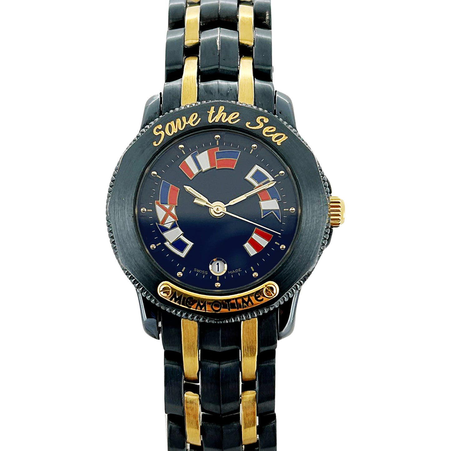 CORUM コルム アドミラルズカップ ガンブルー メモタイム Save the sea レディース 腕時計