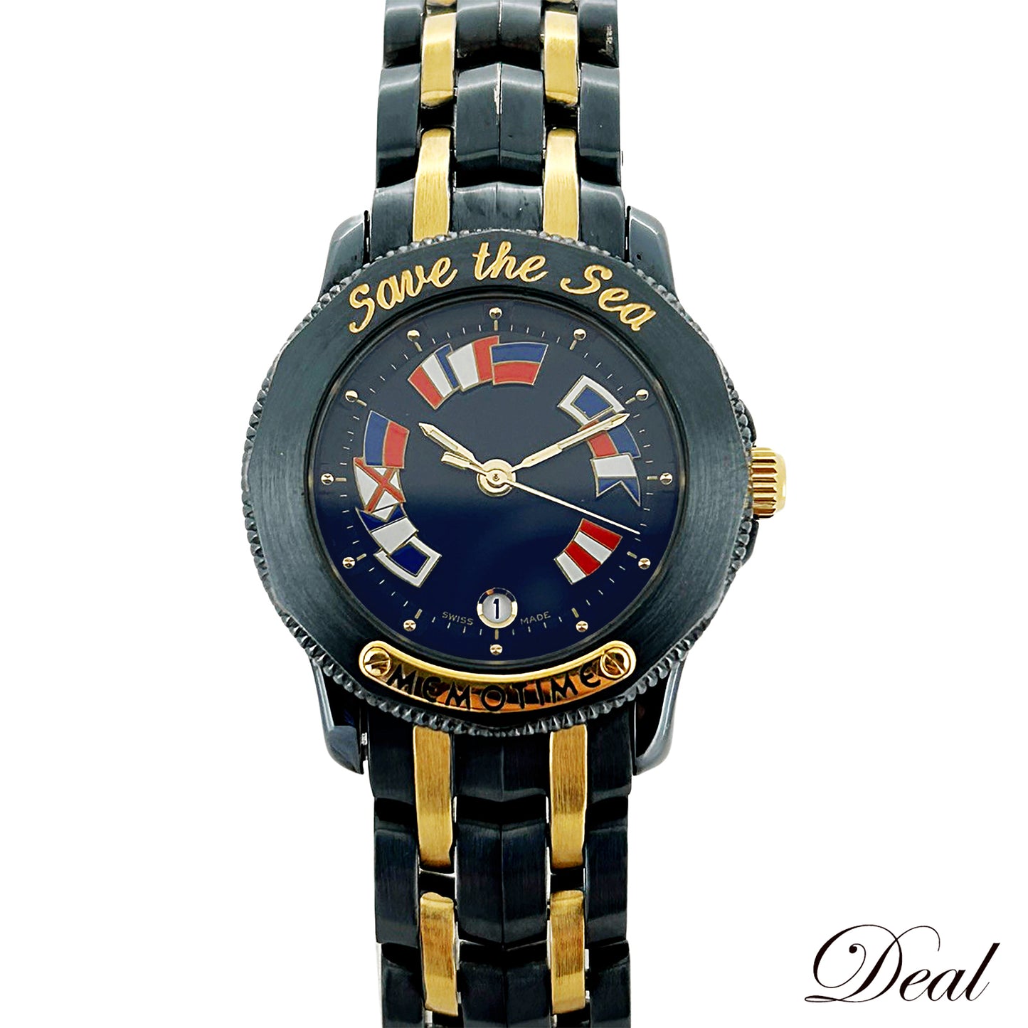 CORUM コルム アドミラルズカップ ガンブルー メモタイム Save the sea レディース 腕時計