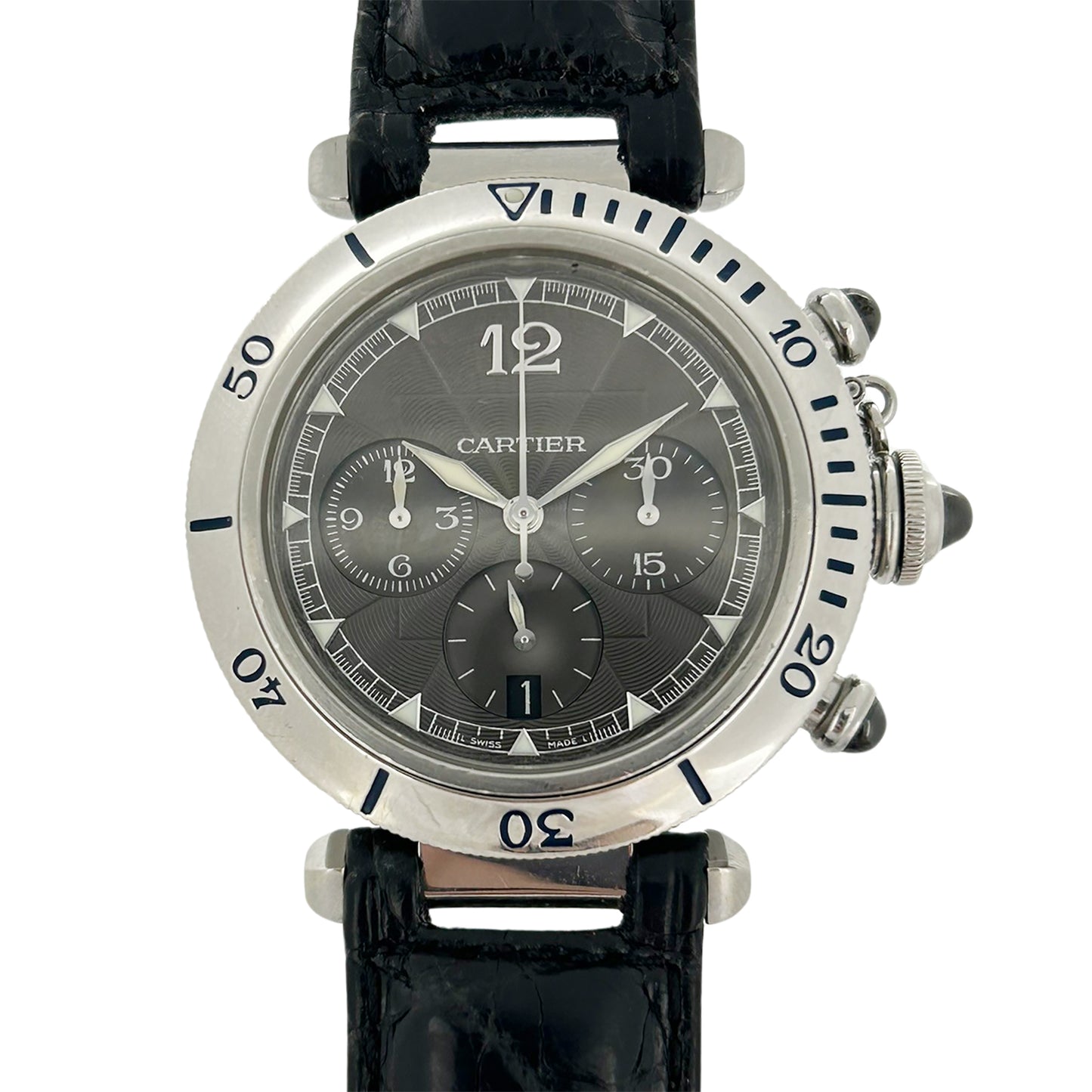 Cartier カルティエ パシャ38 クロノ N950 W3105155 プラチナベゼル メンズ 腕時計