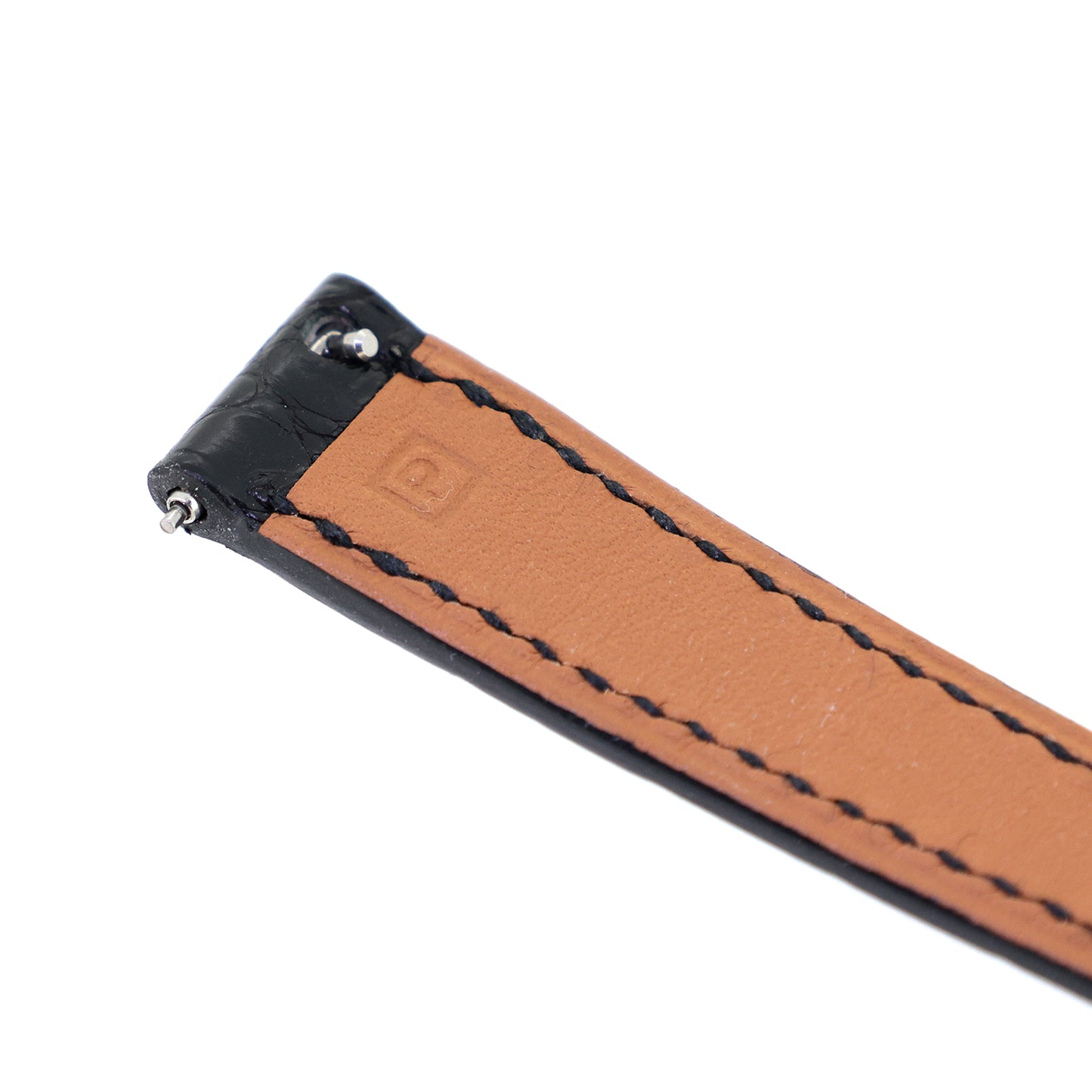 HERMES エルメス 純正 レザーベルト 尾錠付き 黒 ワンタッチ式 ブラック レディース 時計ベルト