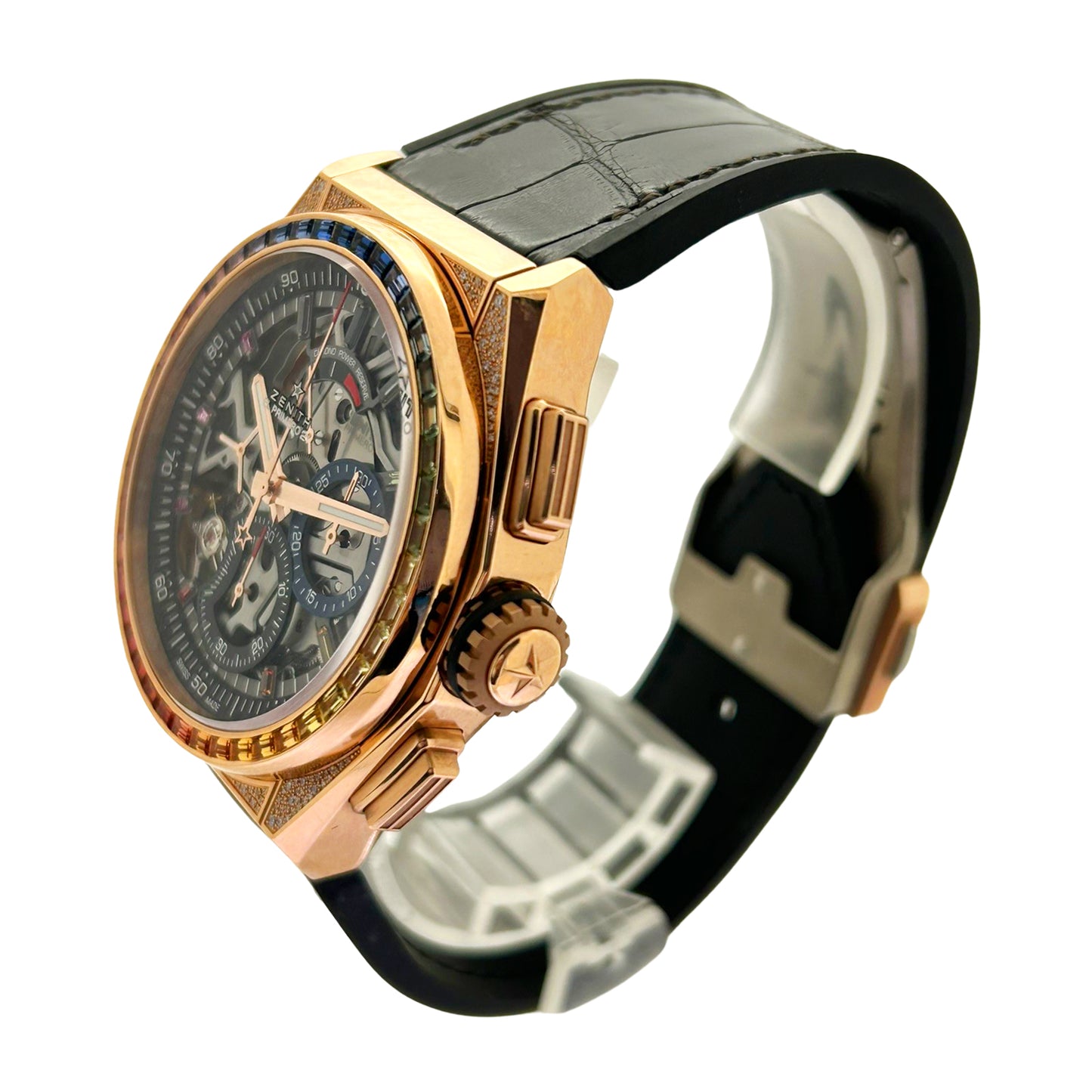 美品 K18RG ZENITH ゼニス  デファイ エルプリメロ21 レインボー  22.9003.9004/72.R585  メンズ 腕時計