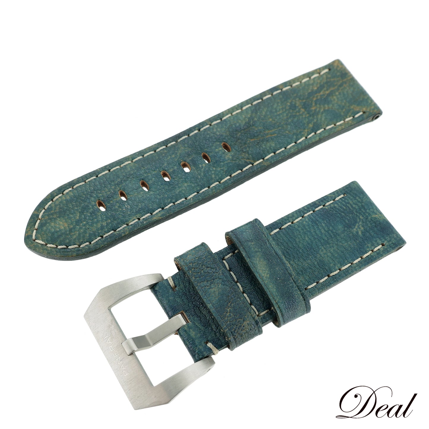 Excellent condition PANERAI Panerai genuine leather strap, with buckle, 26mm, blue, men's watch strap.