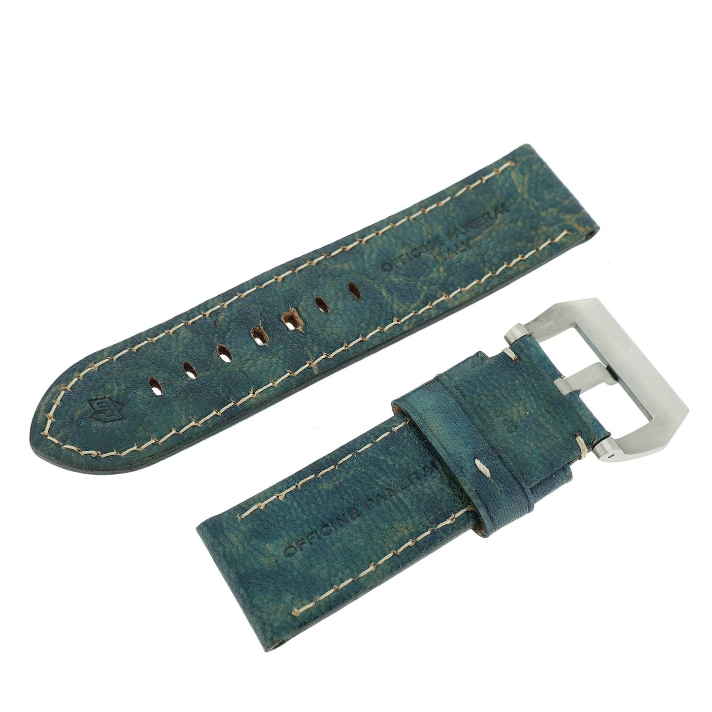 Excellent condition PANERAI Panerai genuine leather strap, with buckle, 26mm, blue, men's watch strap.