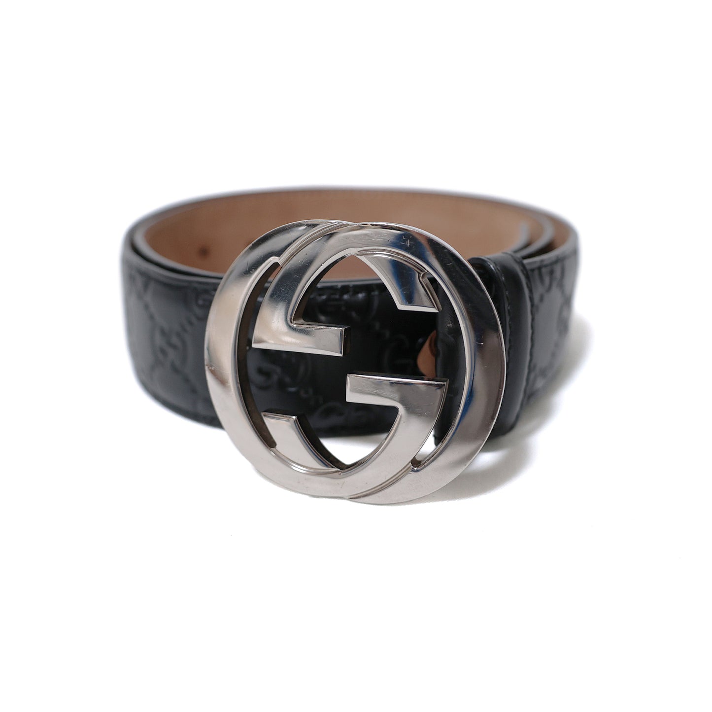 GUCCI Gucci Interlocking G Guccissima 411924 85/34 Black Men's Belt