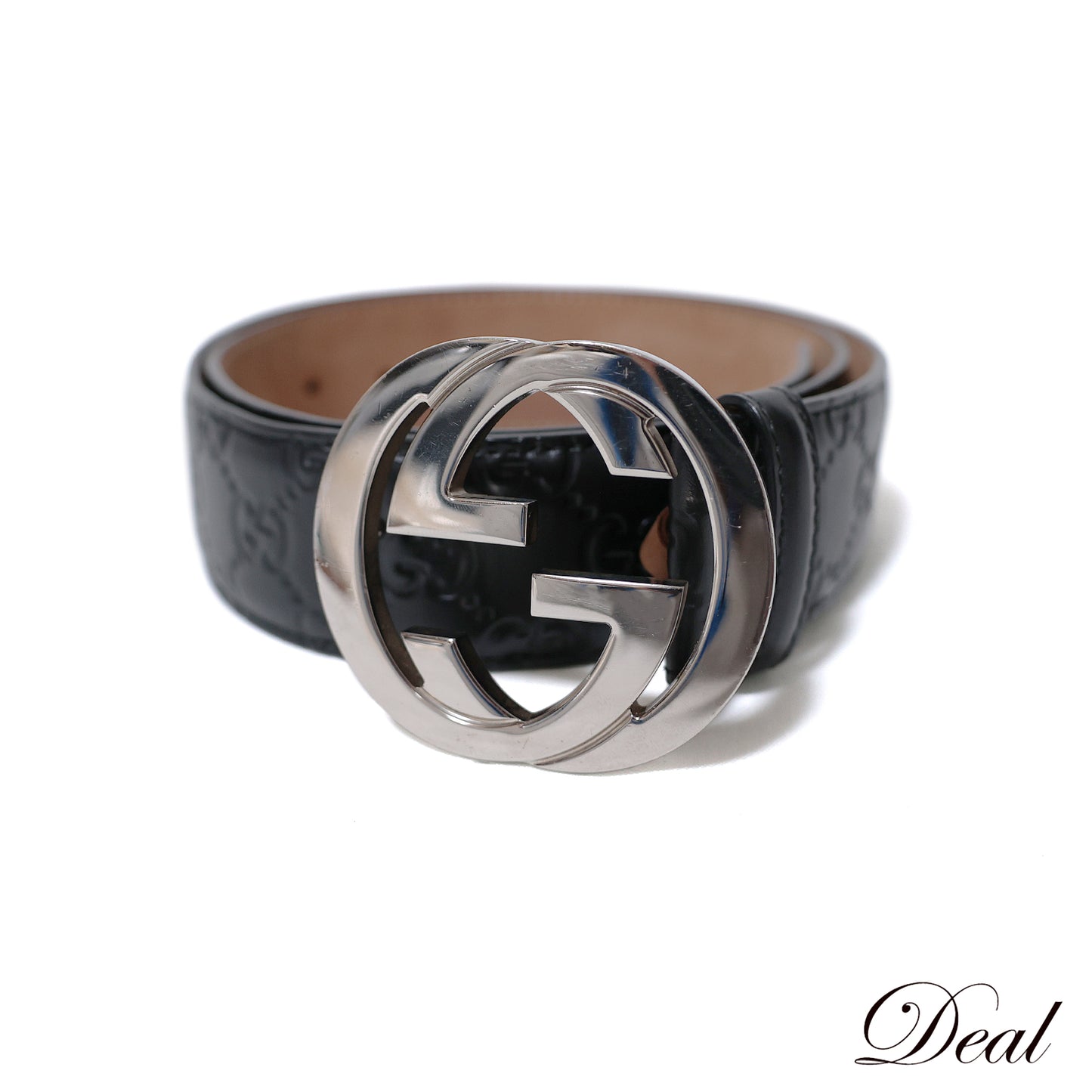 GUCCI Gucci Interlocking G Guccissima 411924 85/34 Black Men's Belt