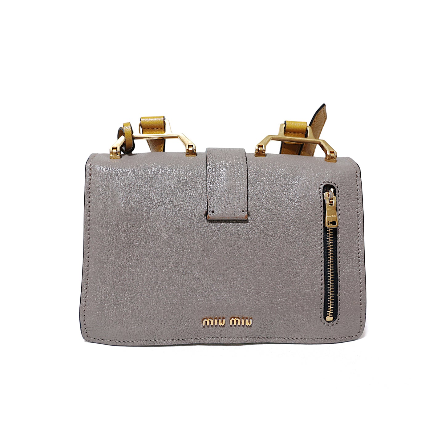 miumiu ミュウミュウ マドラス バイカラーフラップ イエロー レディース ショルダーバッグ