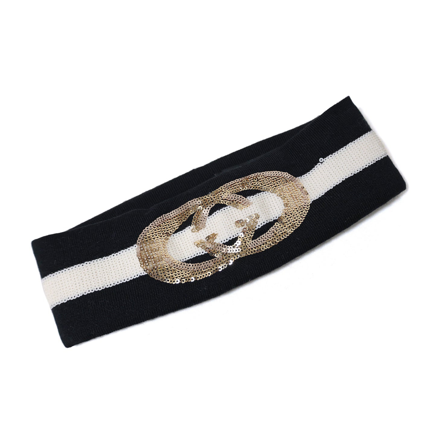 SALE GUCCI Gucci GG Logo Sequined Knit Hairband - Unisex, Women's, Men's, Black