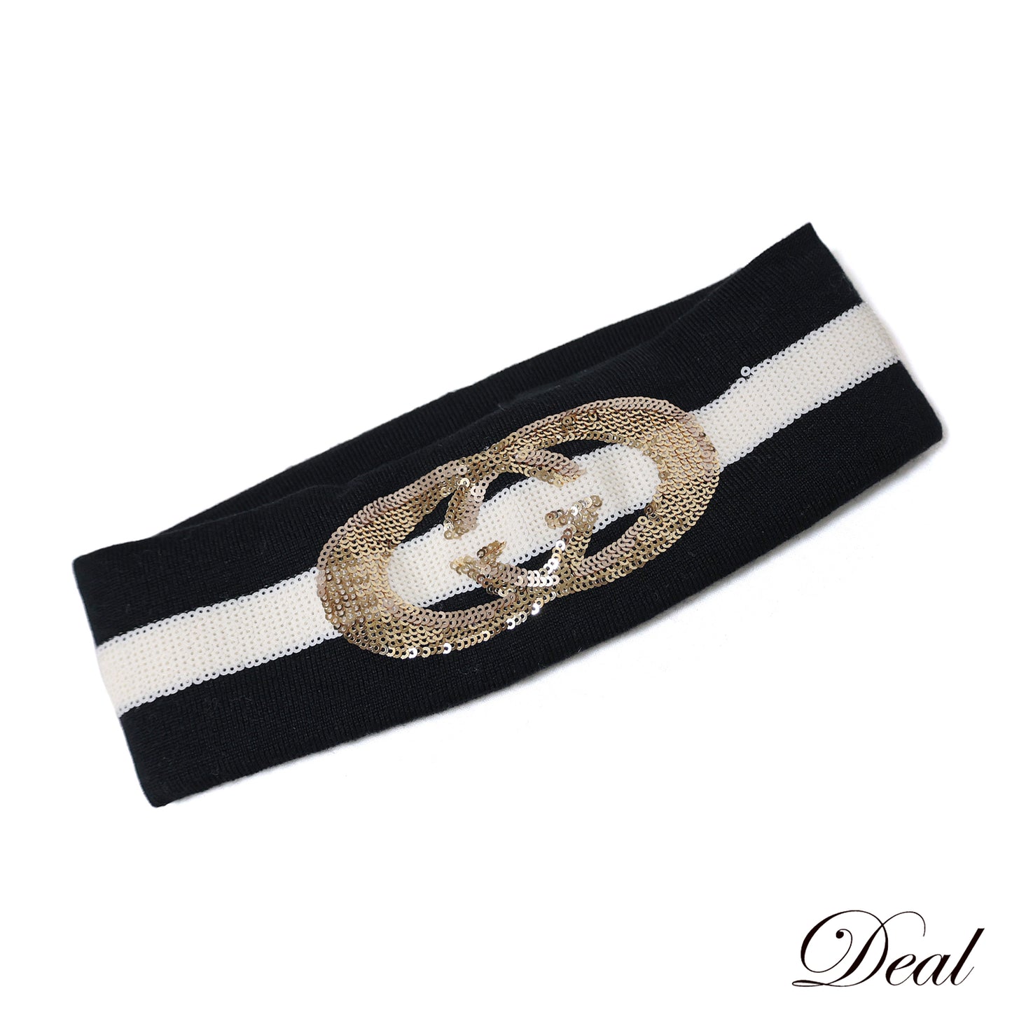 SALE GUCCI Gucci GG Logo Sequined Knit Hairband - Unisex, Women's, Men's, Black