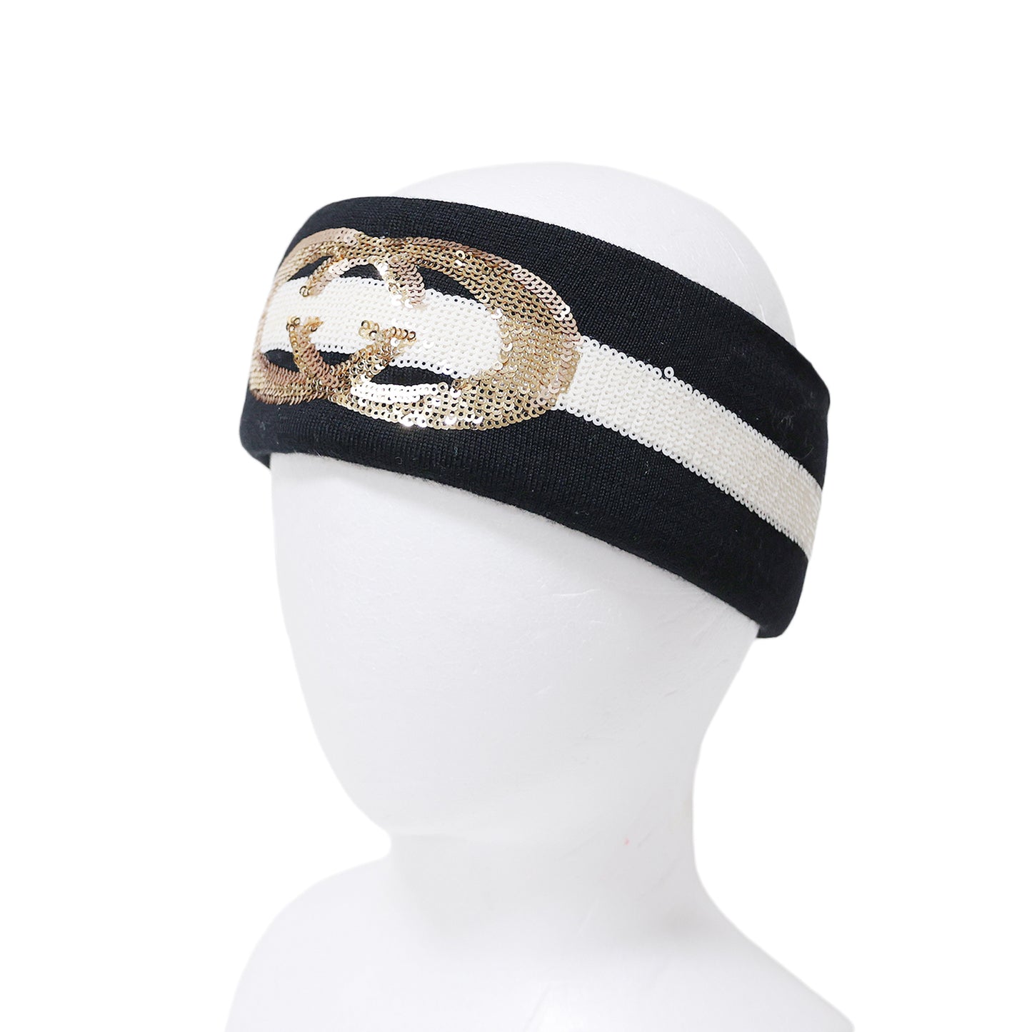 SALE GUCCI Gucci GG Logo Sequined Knit Hairband - Unisex, Women's, Men's, Black