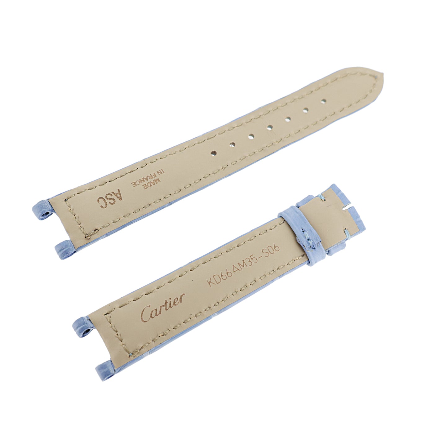 美品 Cartier カルティエ 純正 クロコ レザーベルト パシャ ブルー レディース 時計ベルト