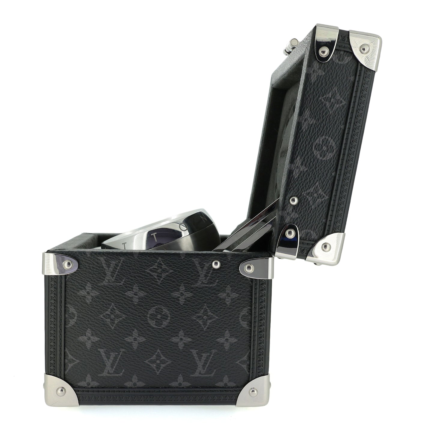 LOUIS VUITTON ルイ・ヴィトン  タンブール デュアルタイム テーブルクロック トランク  Q1Q030  グレー  メンズ 置時計
LV