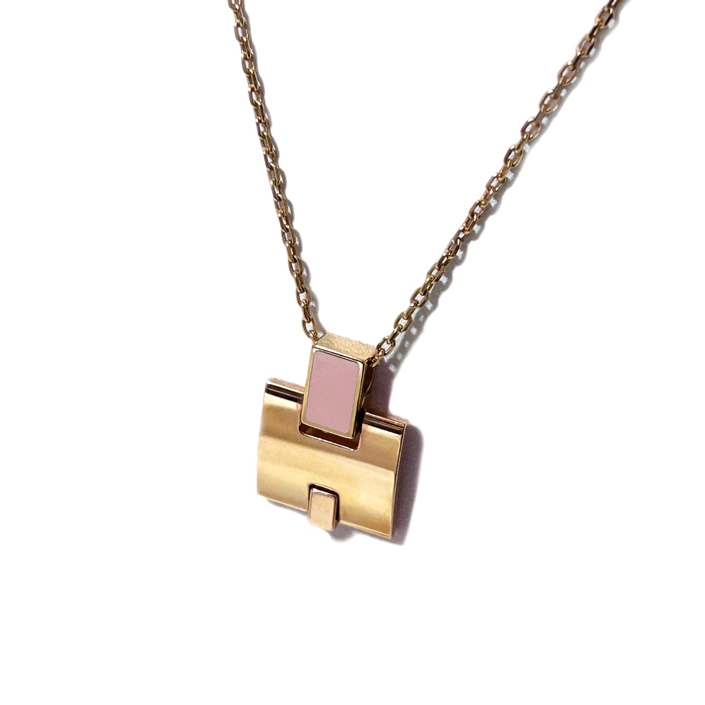 HERMES エルメス アイリーン ピンク ST0168 ゴールド レディース ネックレス