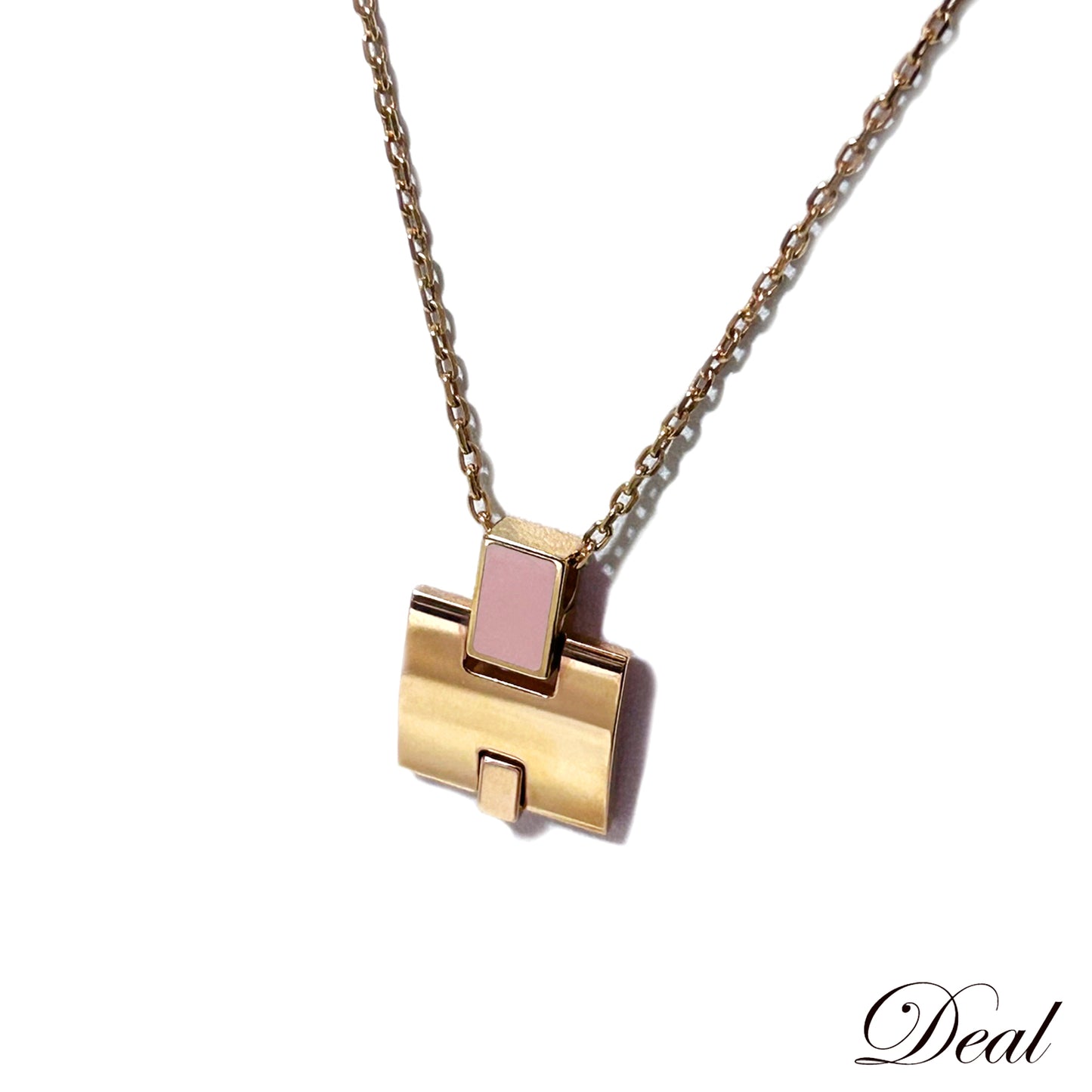 HERMES エルメス アイリーン ピンク ST0168 ゴールド レディース ネックレス