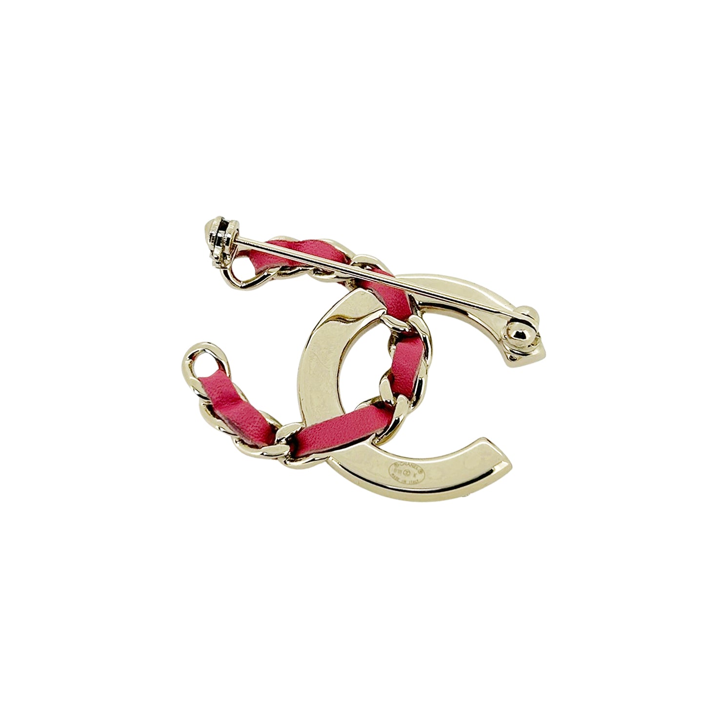 Beautiful CHANEL Coco Mark rhinestone pink 18K gold women's brooch