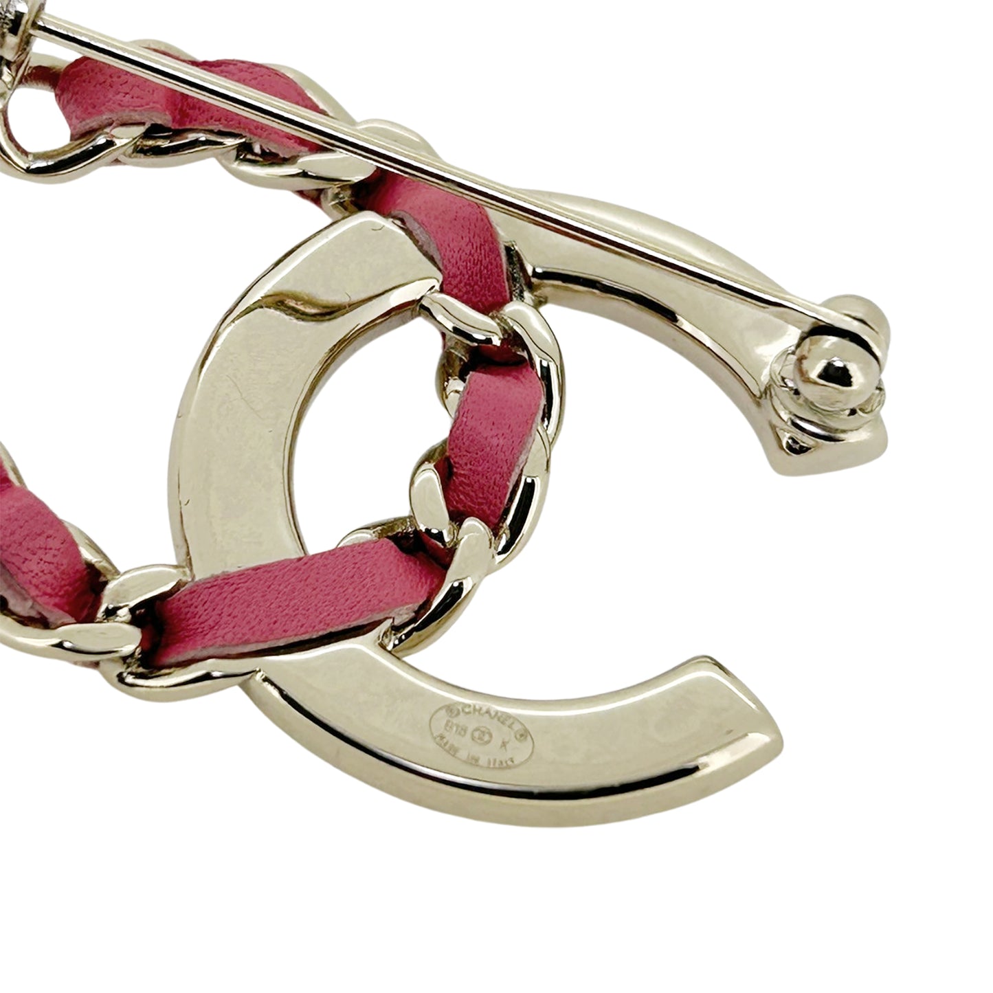 Beautiful CHANEL Coco Mark rhinestone pink 18K gold women's brooch